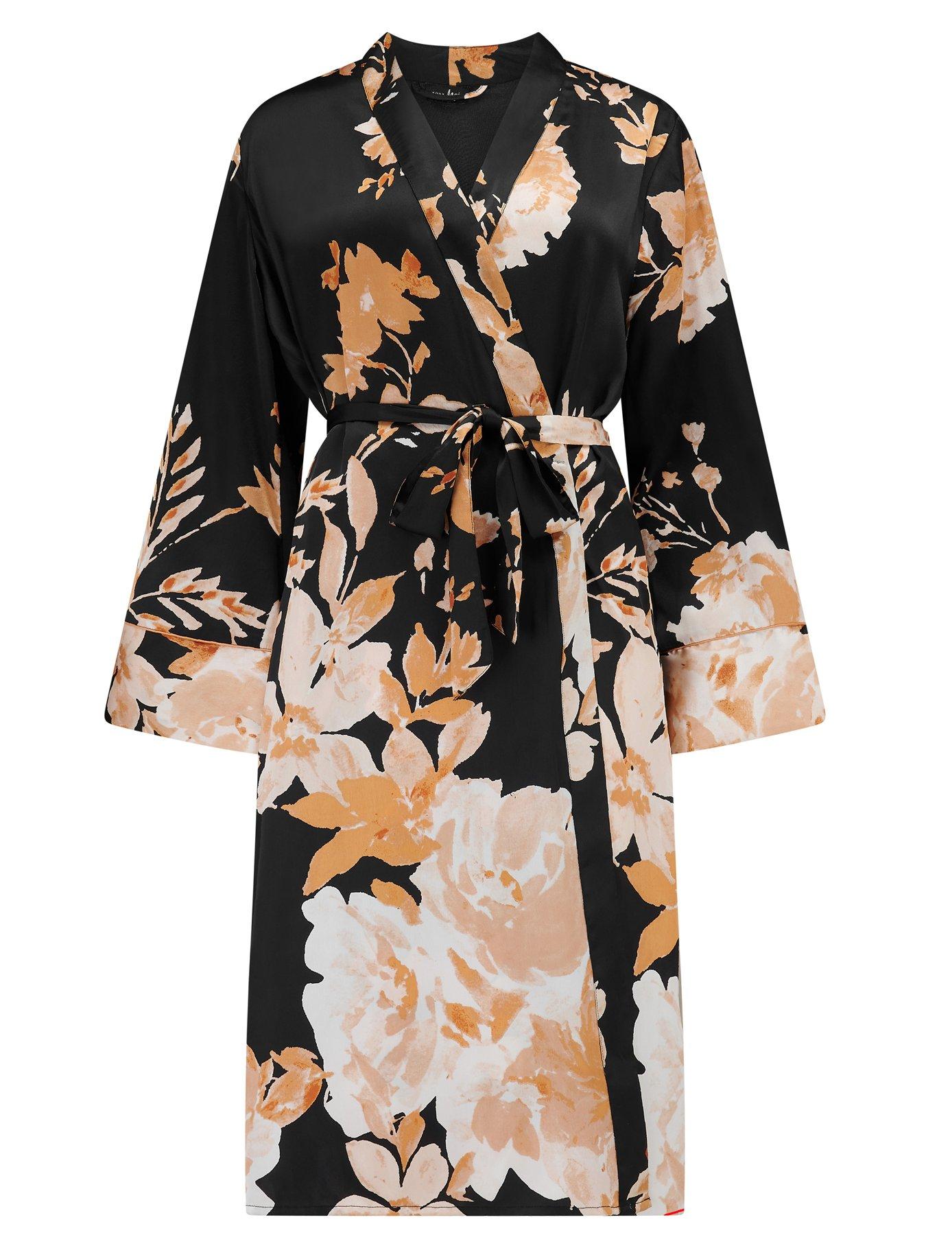 Image 3 of 4 of Pour Moi Dusk Printed Satin Midi Dressing Gown