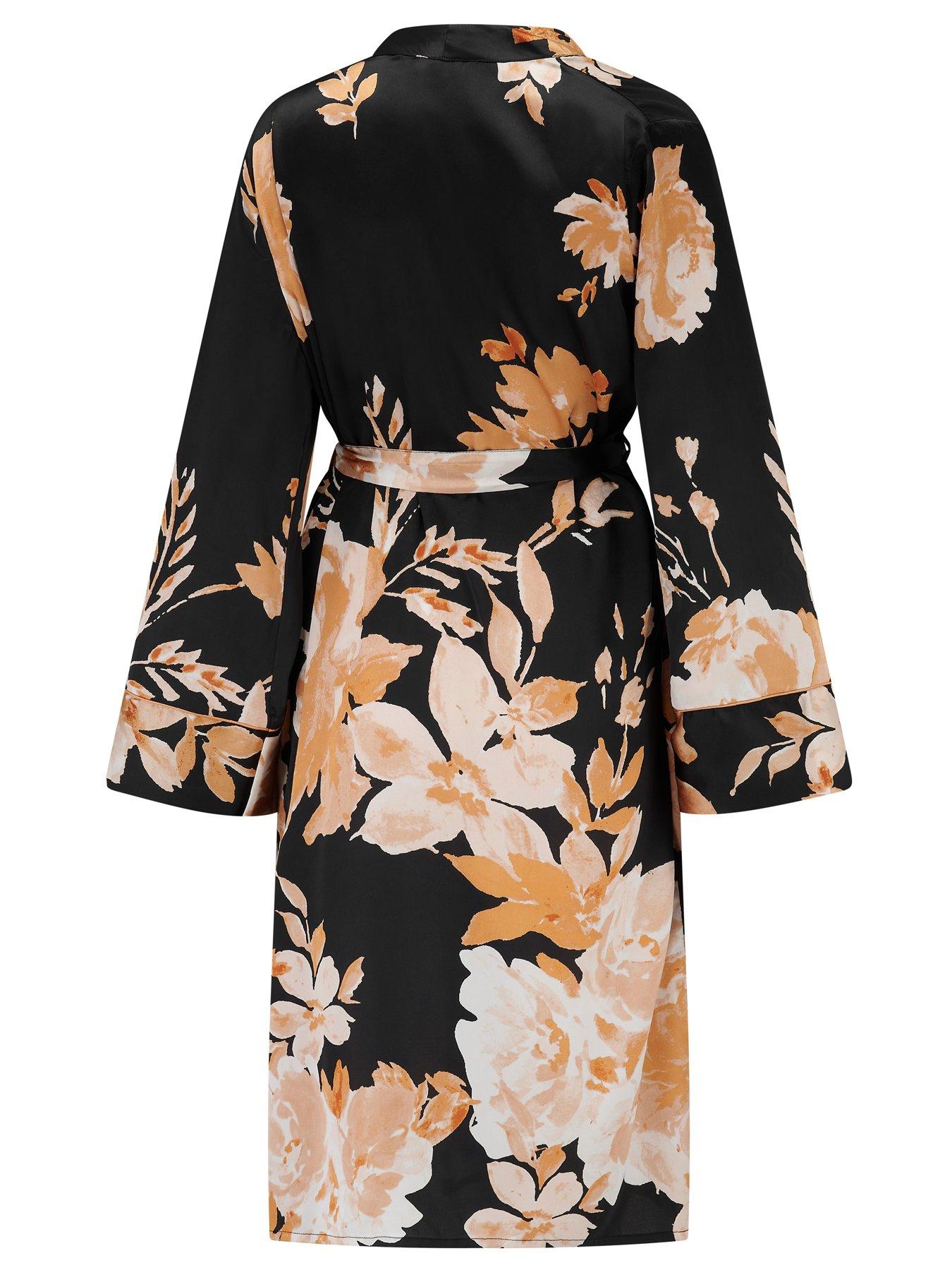 Image 4 of 4 of Pour Moi Dusk Printed Satin Midi Dressing Gown
