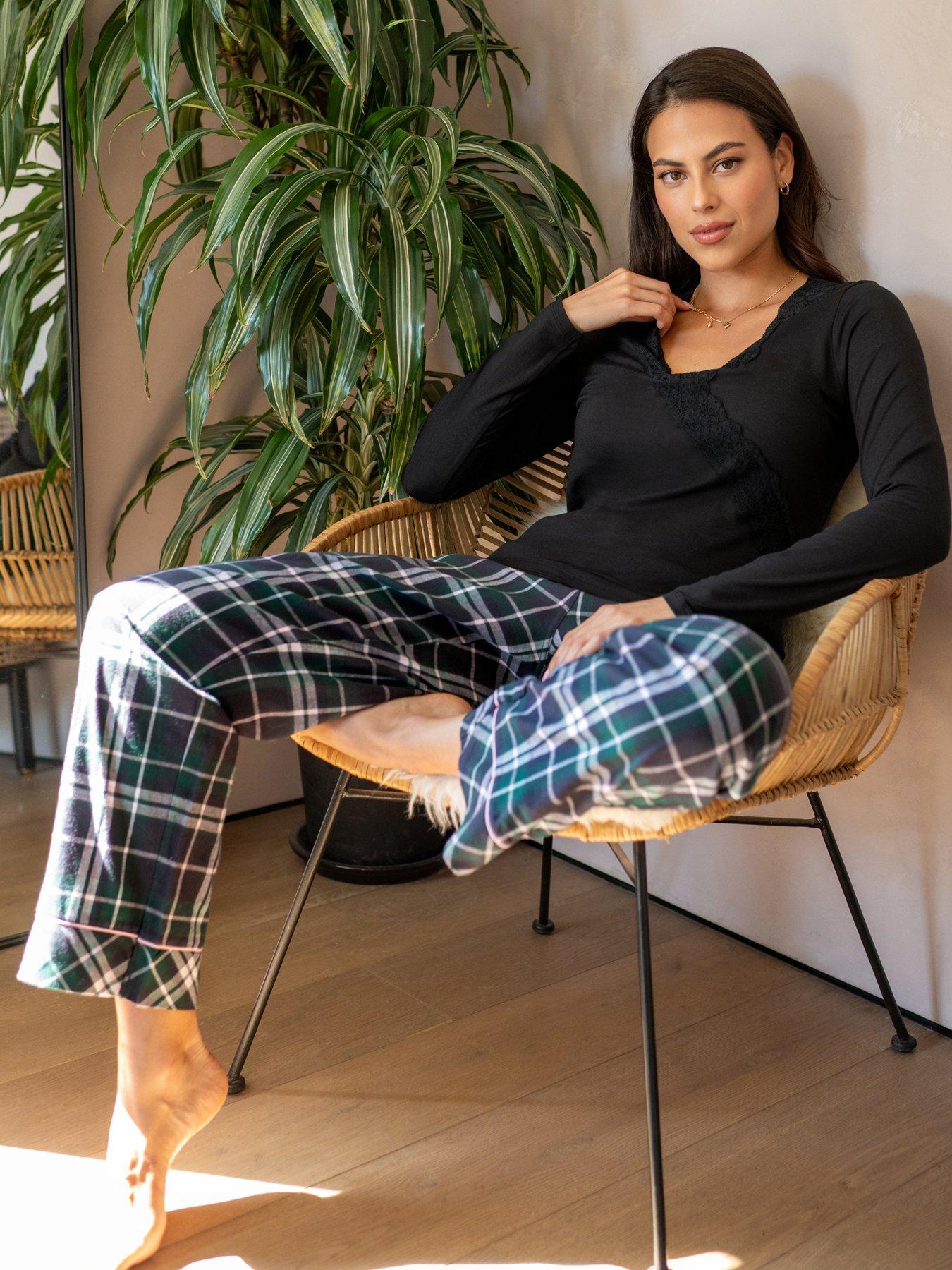 Image 1 of 4 of Pour Moi Cosy Check Brushed Cotton Trouser