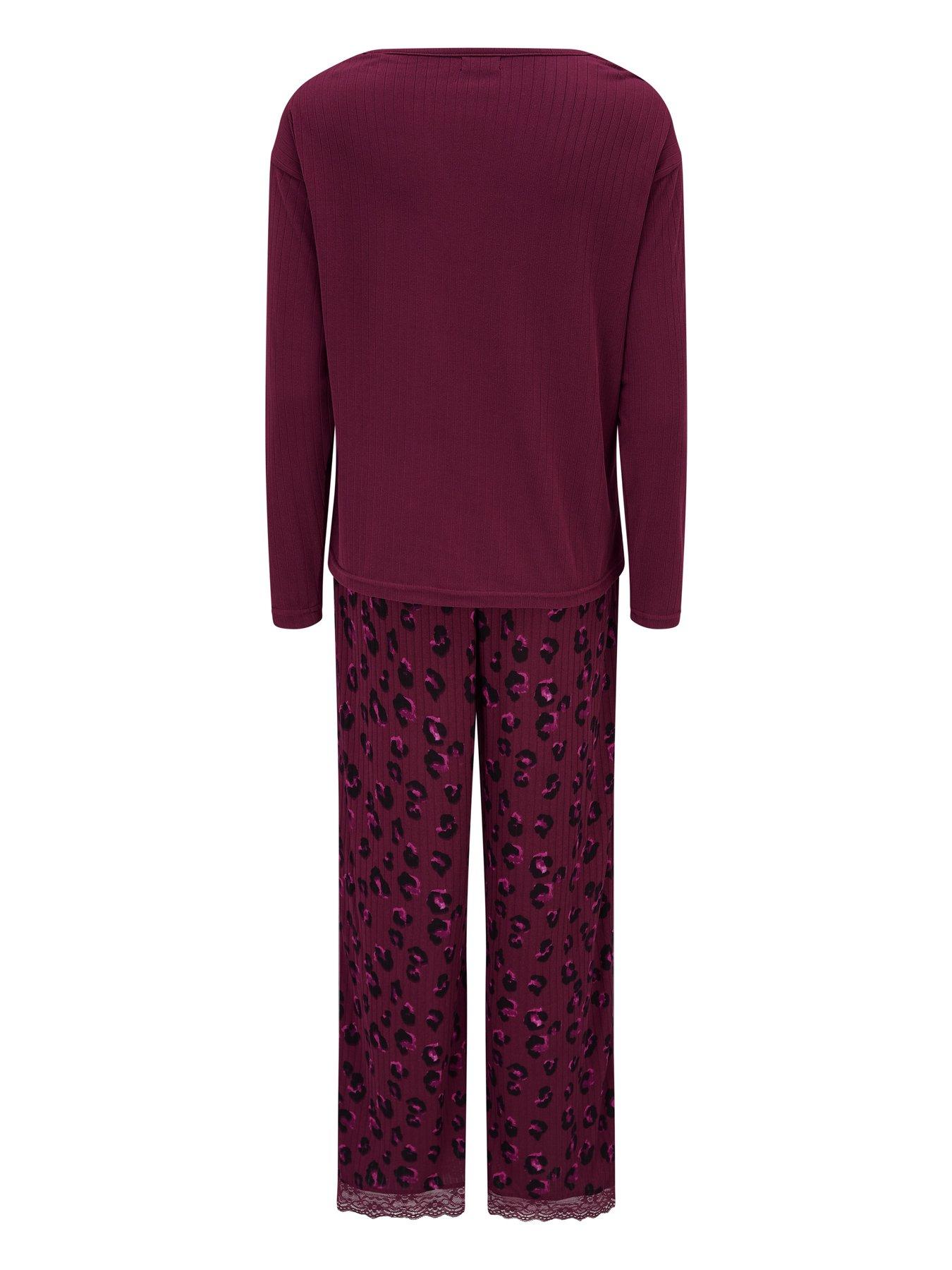 Image 4 of 4 of Pour Moi Brushed Rib Lace Trim V-Neck Lounge Pyjama Set