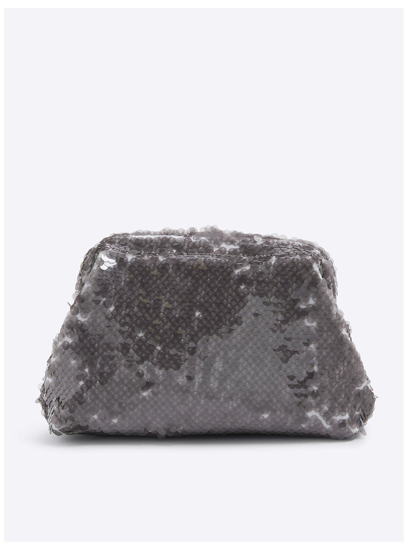 River Island Sequin Clutch Bag - Silver