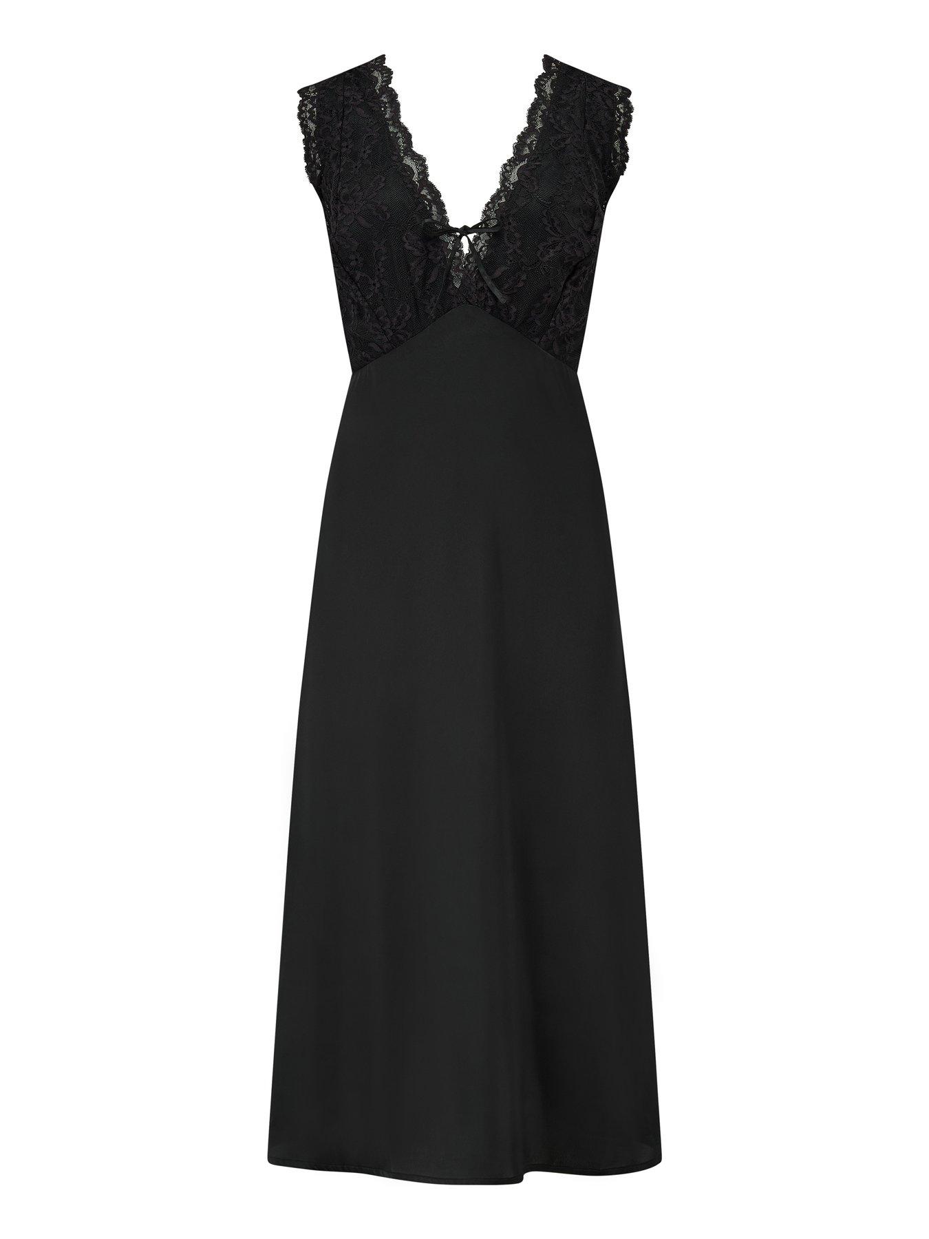 Image 3 of 4 of Pour Moi Dusk Satin &amp; Lace Plunge Midi Chemise