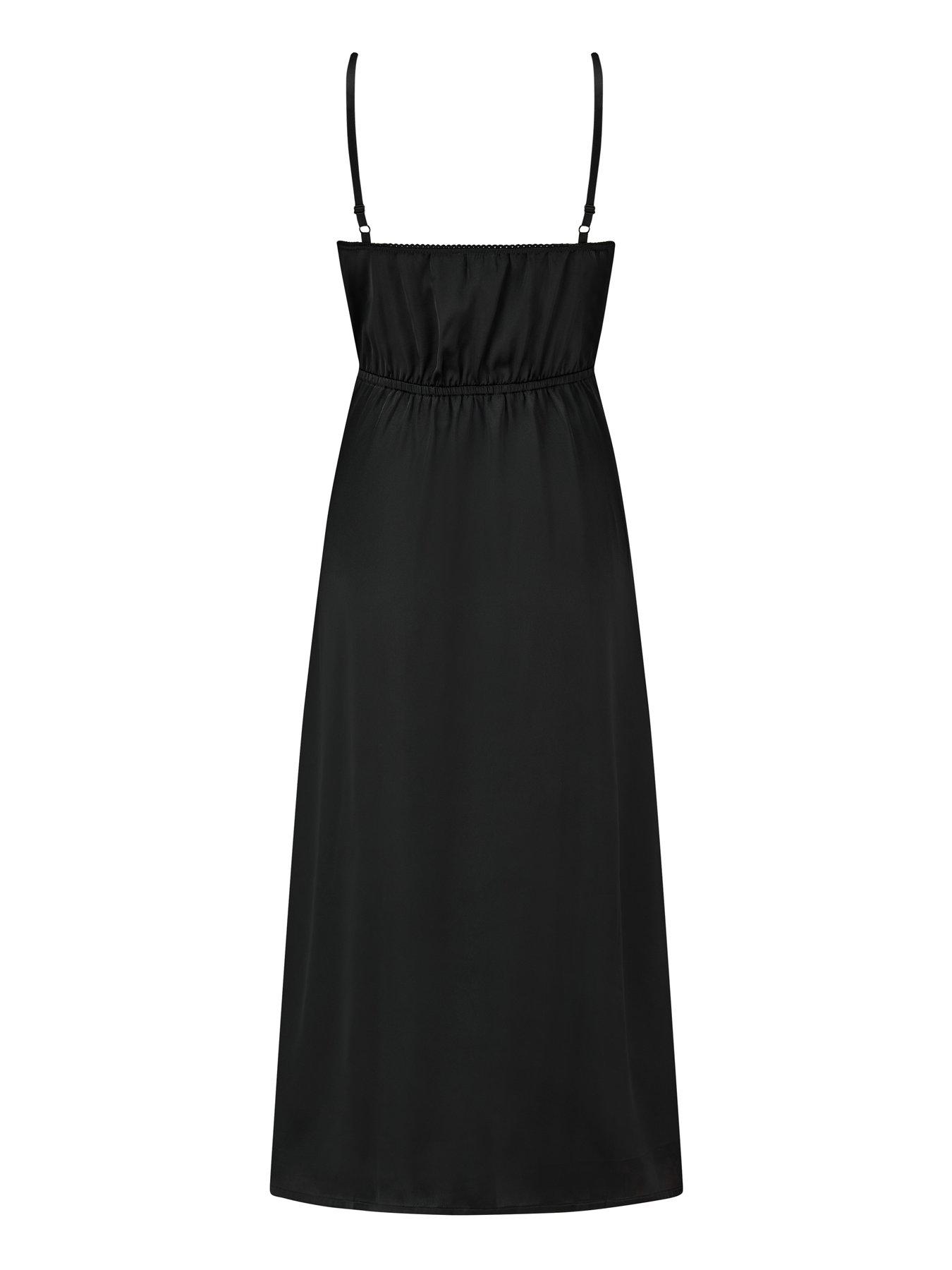 Image 4 of 4 of Pour Moi Dusk Satin &amp; Lace Plunge Midi Chemise
