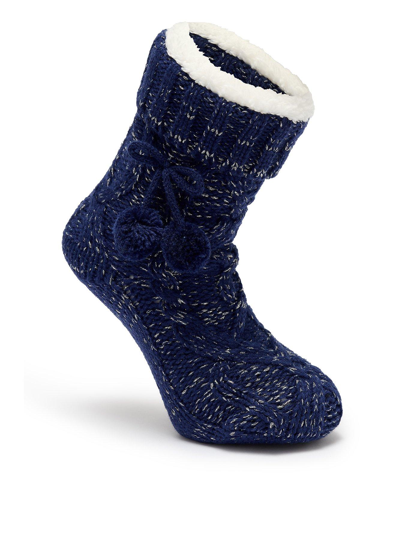 Pour Moi Cosy Cable Knit Lined Slipper Sock