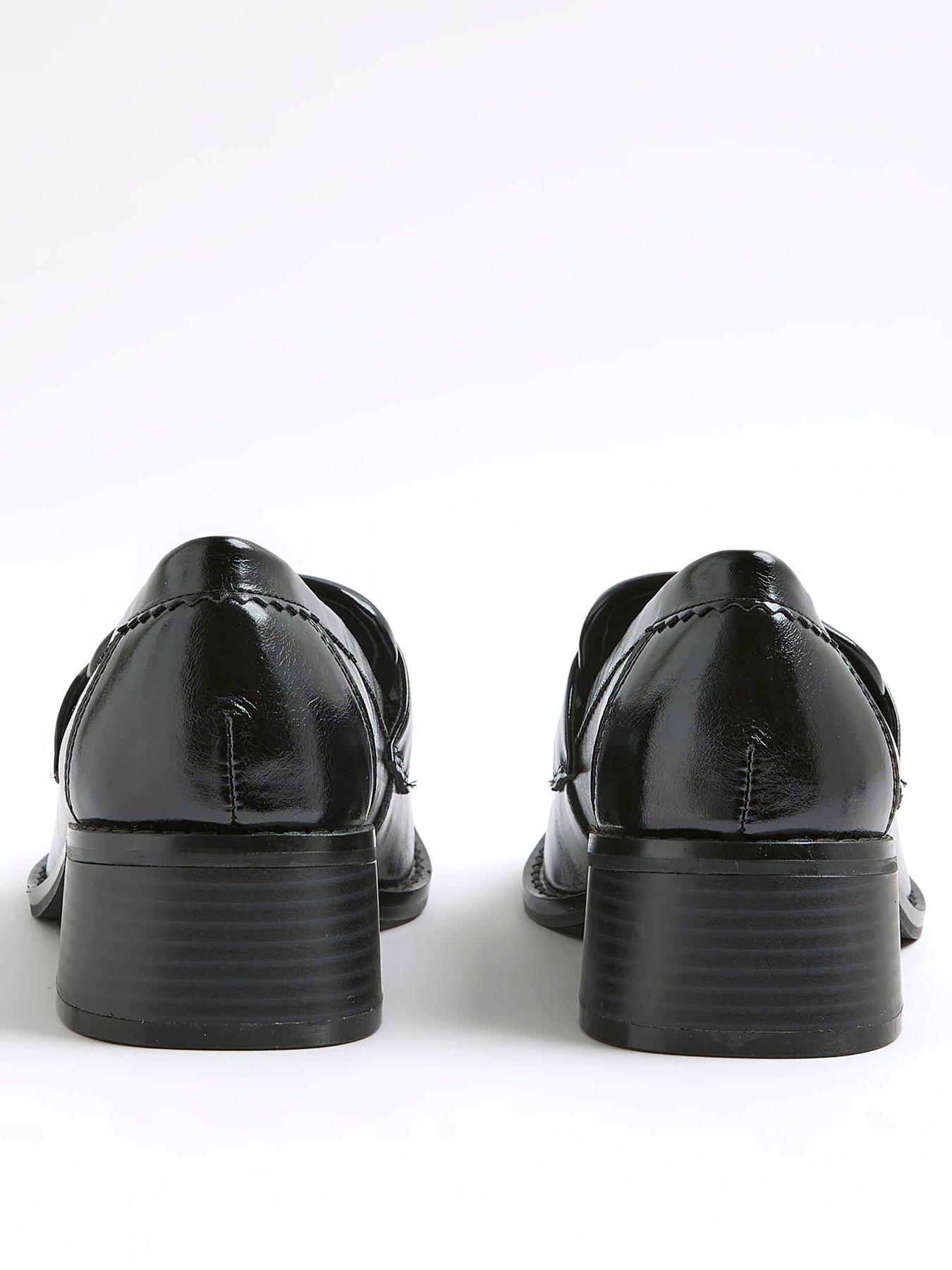 Image 3 of 5 of River Island Block Heel Loafers - Black