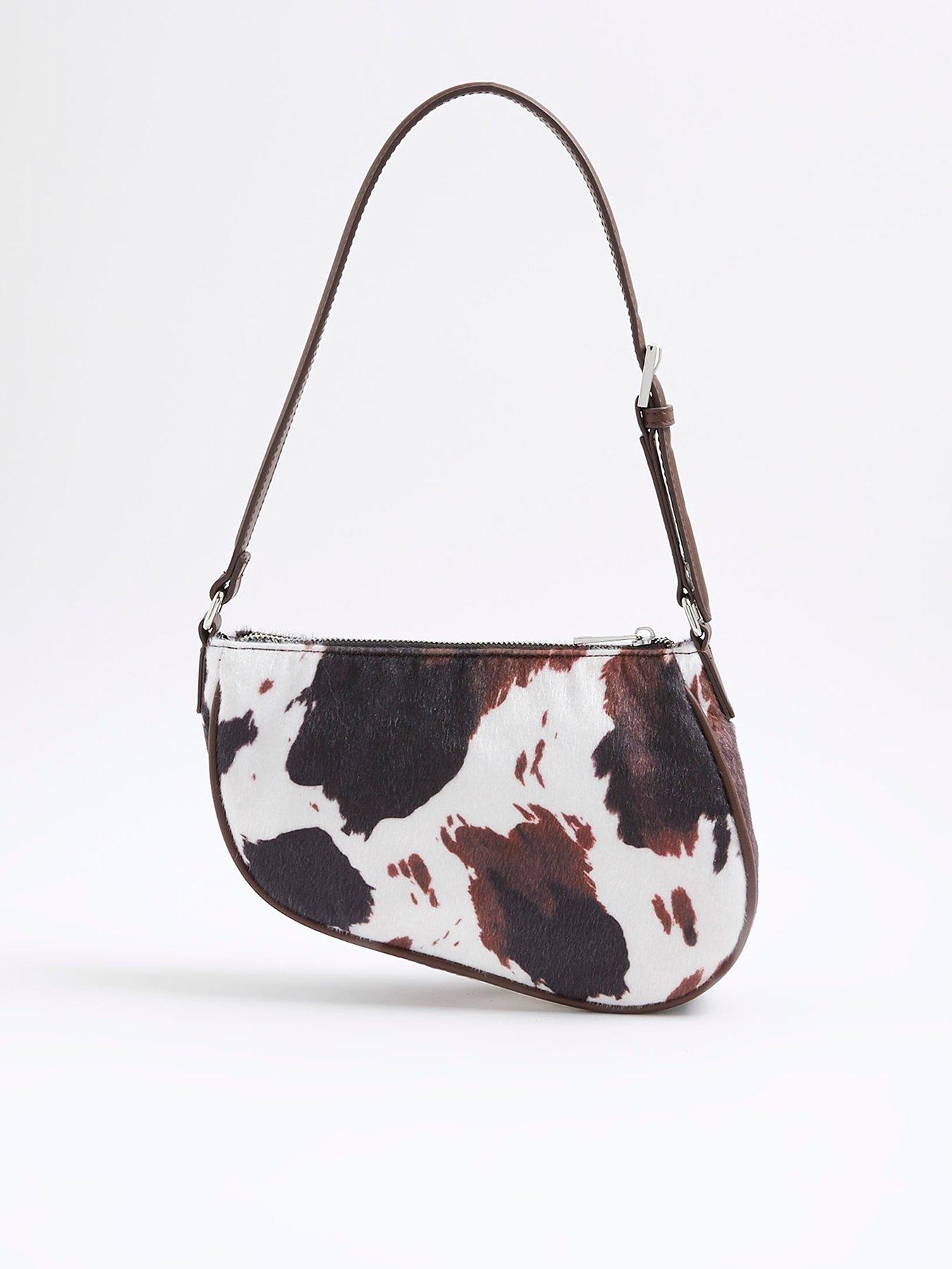 River Island Cow Print Shoulder Bag - Brown
