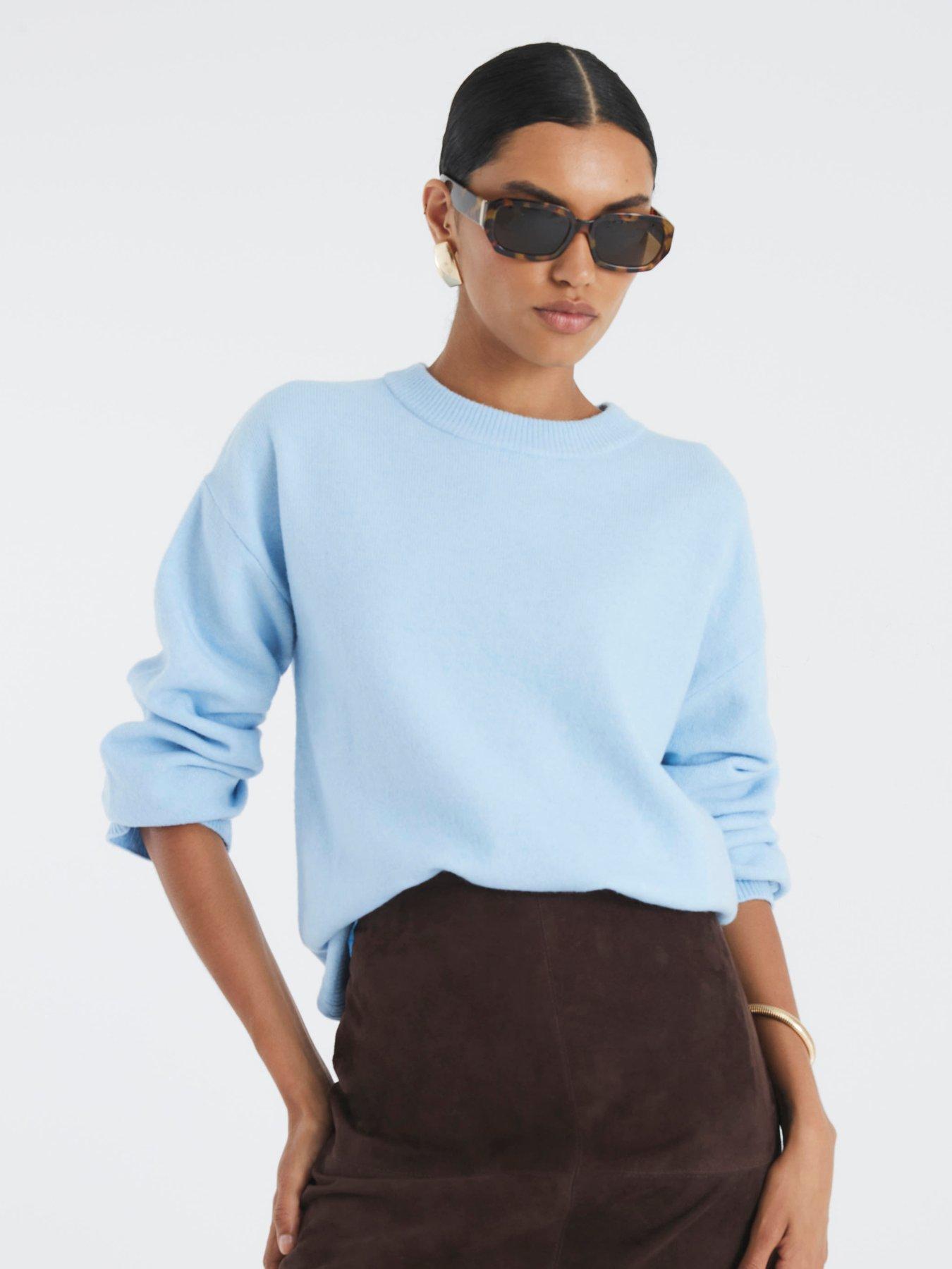 undefined Crew Neck Knitted Jumper - Blue
