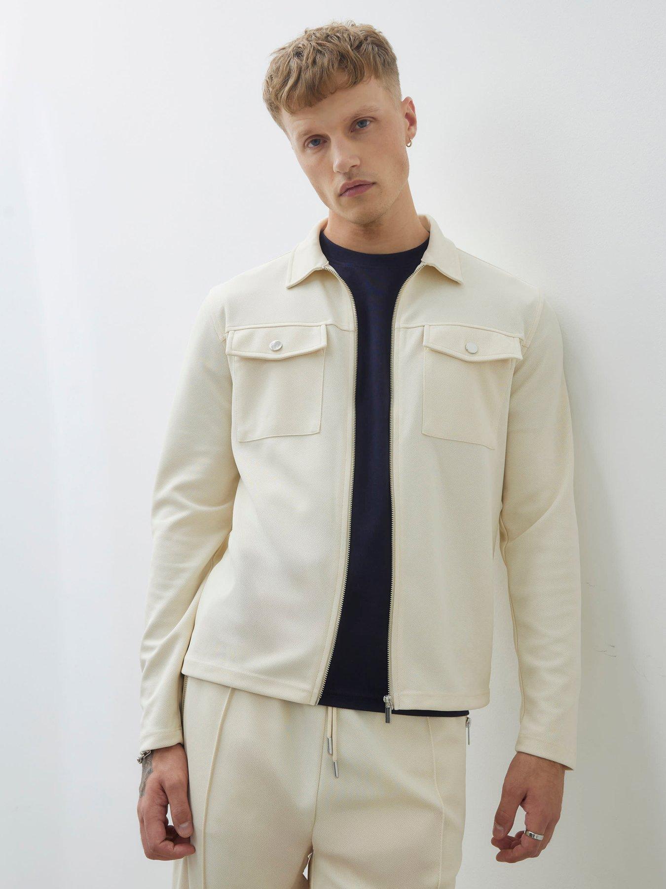 undefined Slim Fit Double Pocket Overshirt - Cream