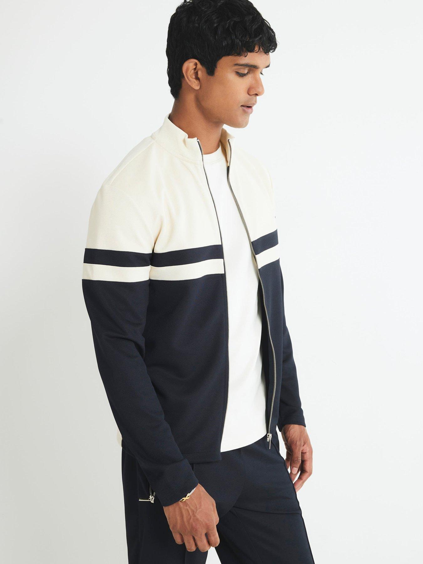 undefined White Slim Fit Colour Block Shacket - Cream