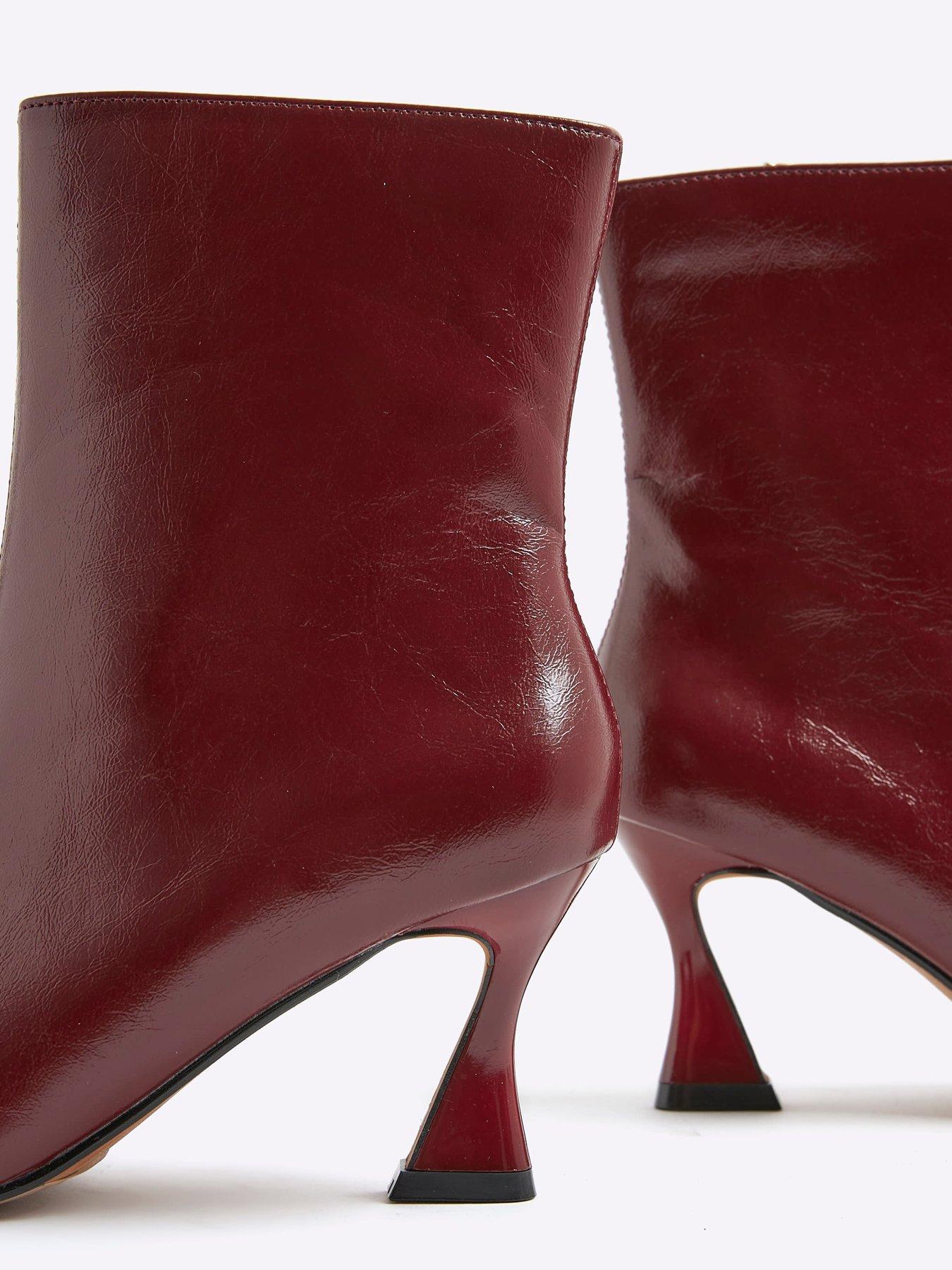 Image 5 of 5 of River Island Chisel Toe Ankle Heeled Boots - Red
