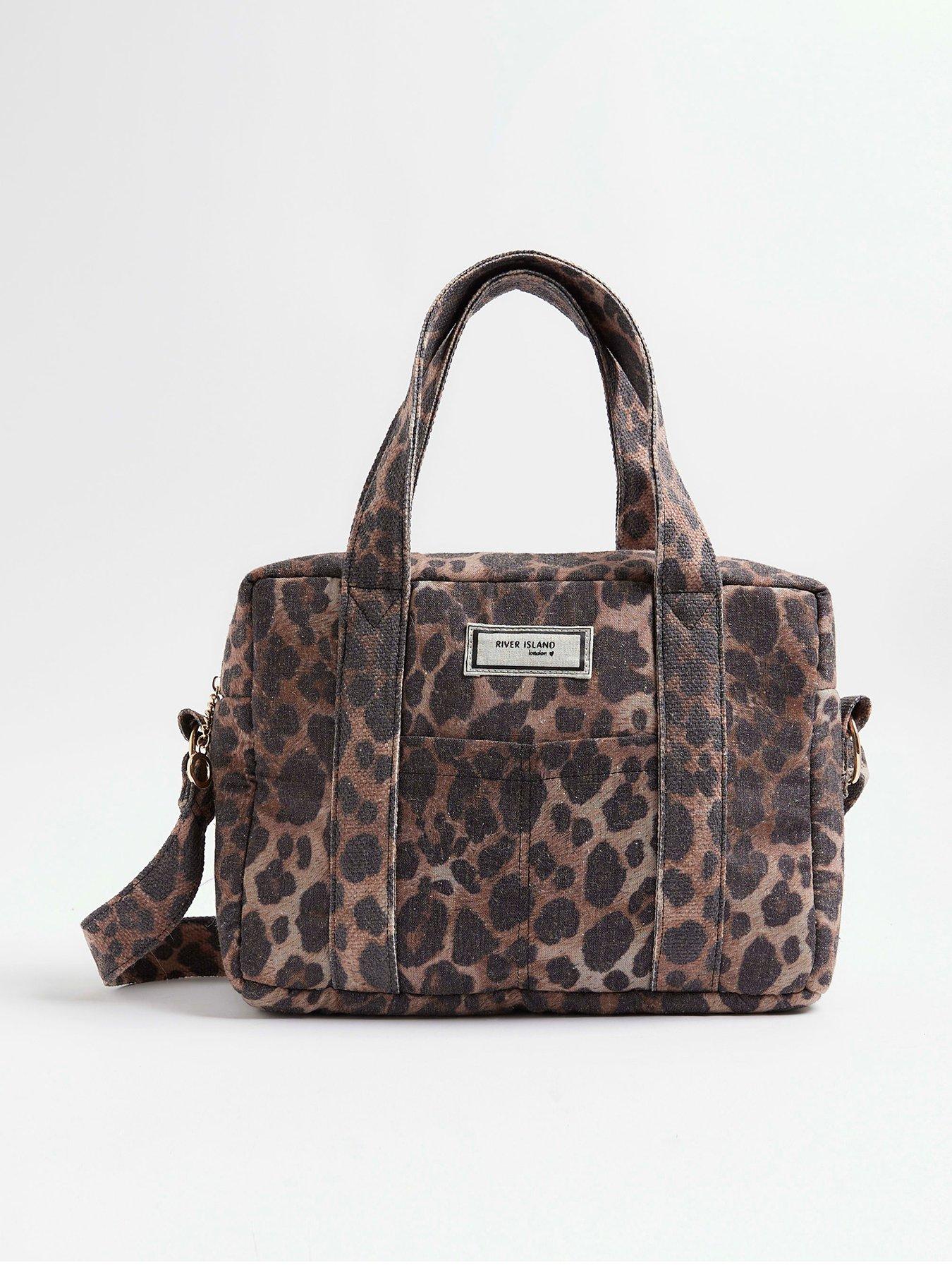 River Island Canvas Leopard Print Holdall Bag Brown Very