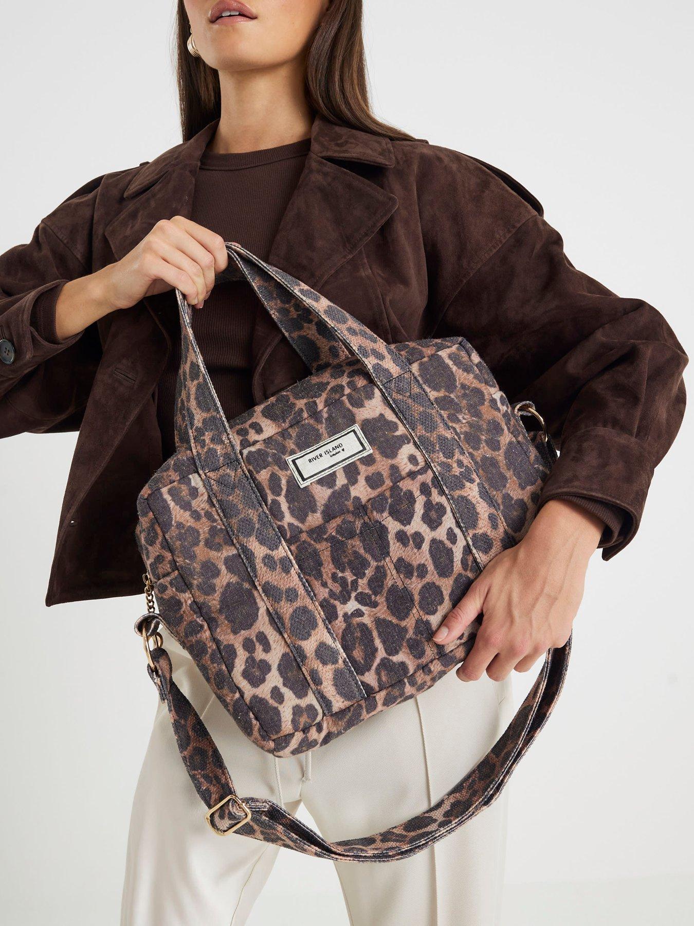 River Island Canvas Leopard Print Holdall Bag Brown Very