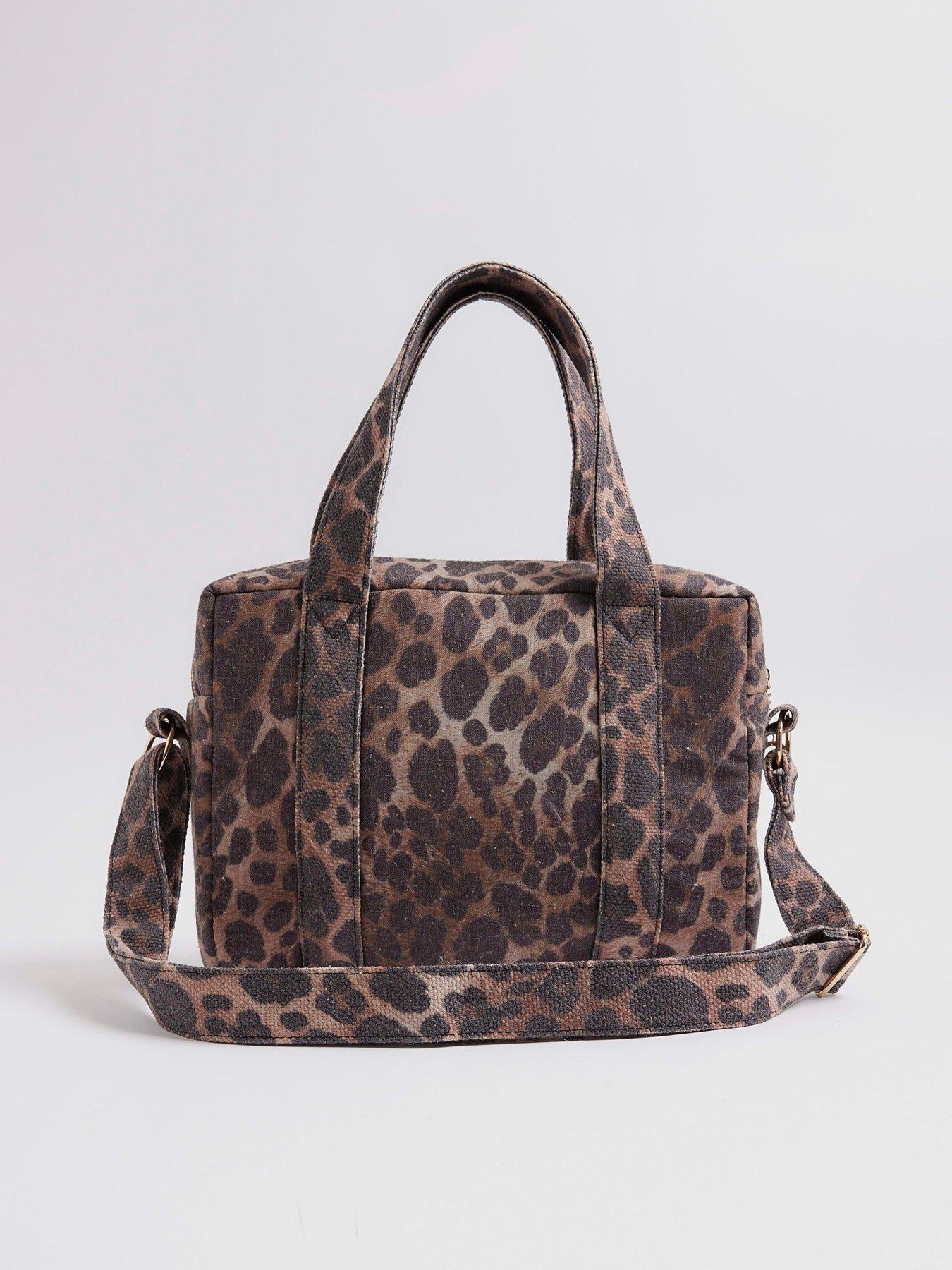 River Island Canvas Leopard Print Holdall Bag Brown Very