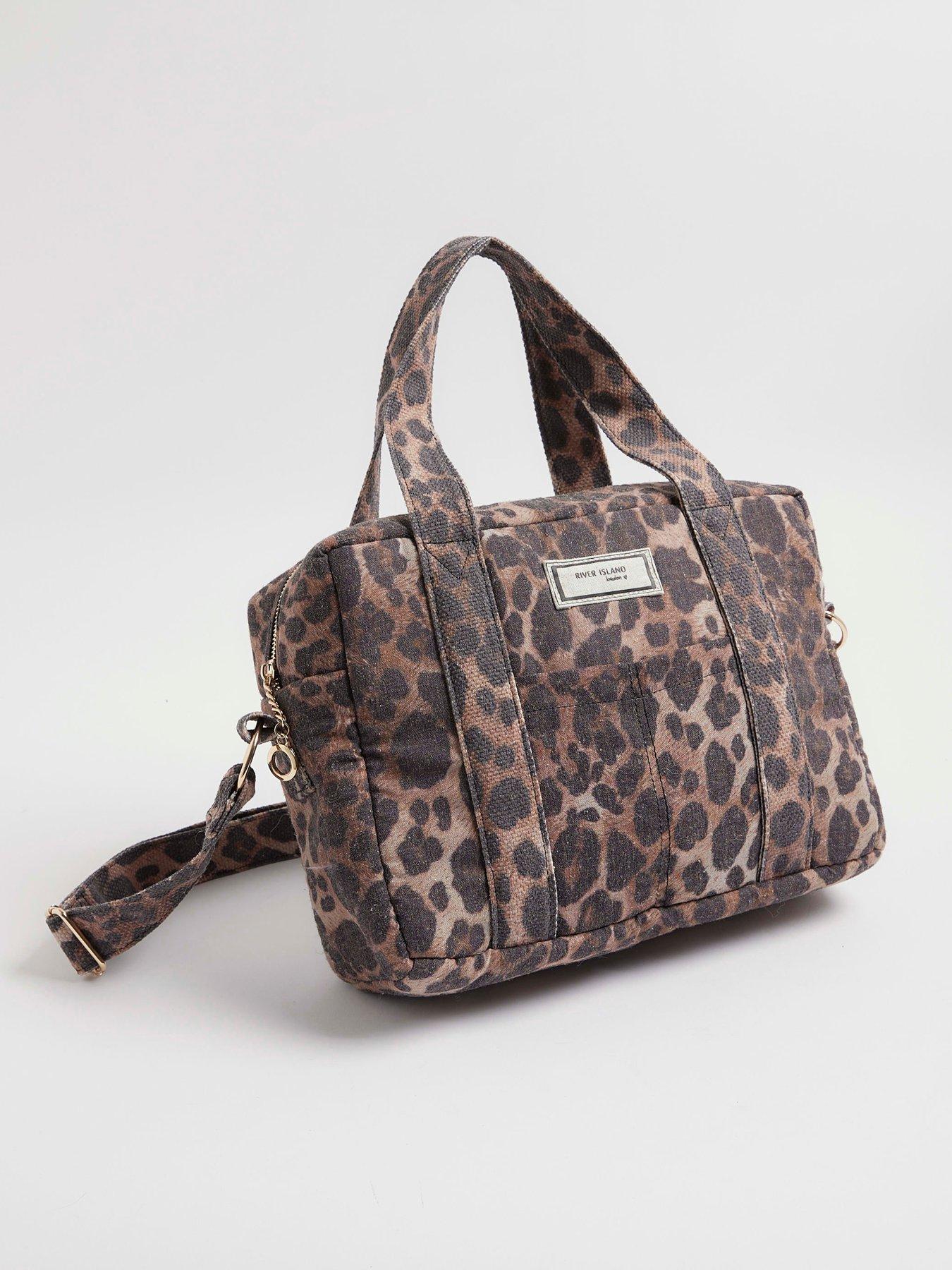 River Island Canvas Leopard Print Holdall Bag Brown Very