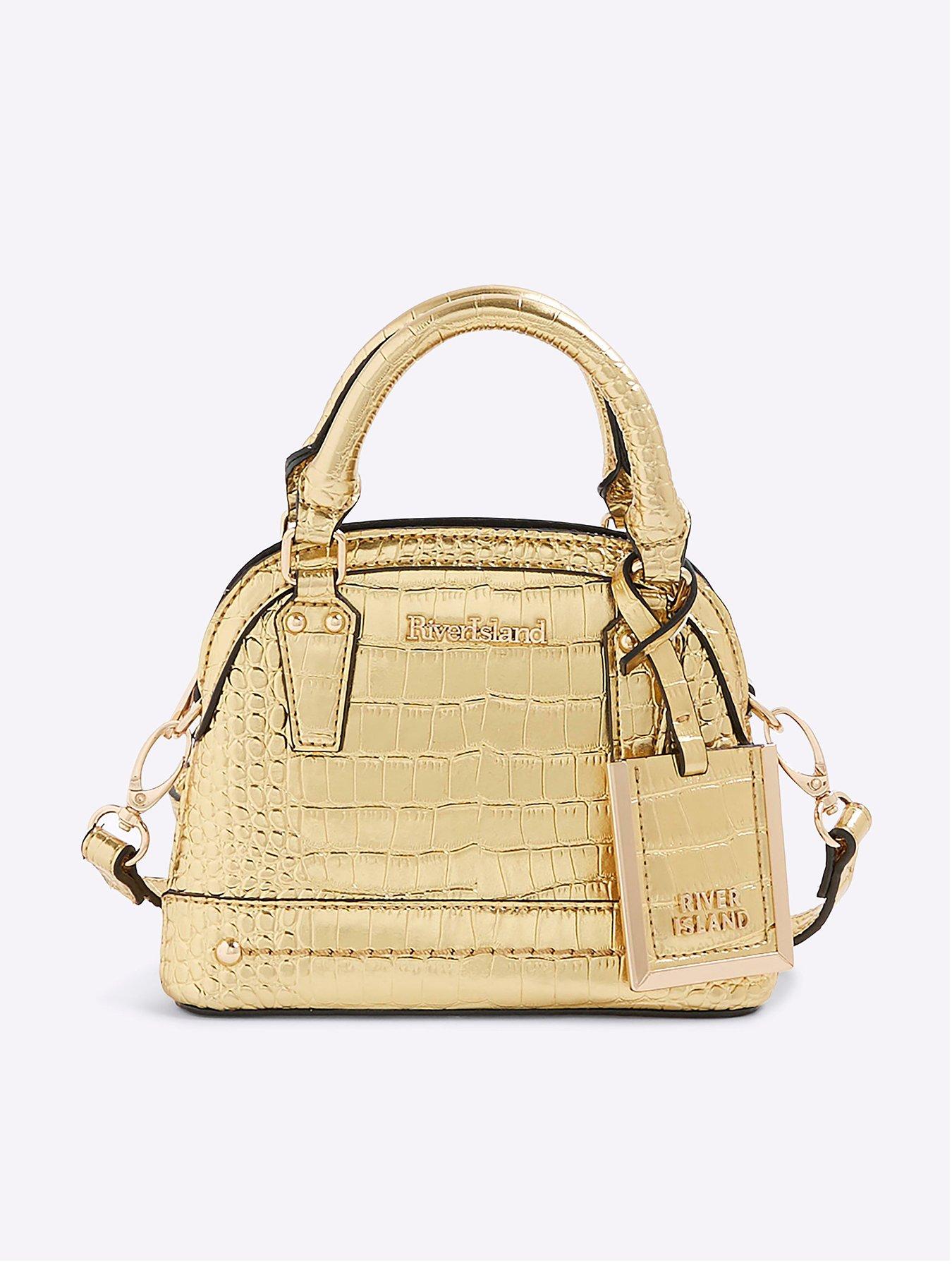 River Island Mini Croc Texture Cross Body Bag - Gold