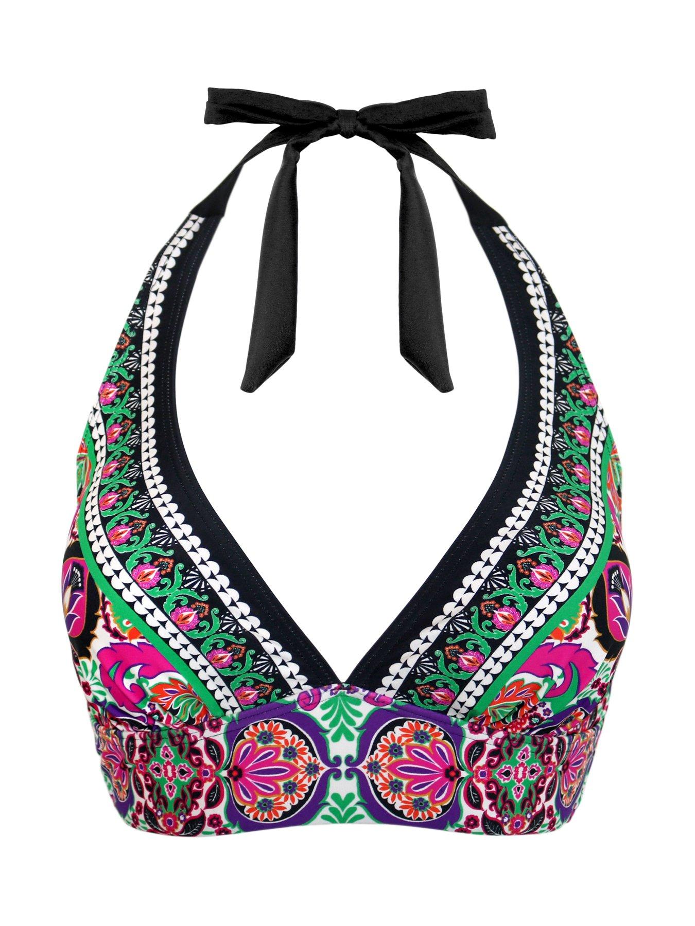 Image 3 of 4 of Pour Moi Maldives Non-Wired Longline Removable Cup Halter Top - Multi&nbsp;
