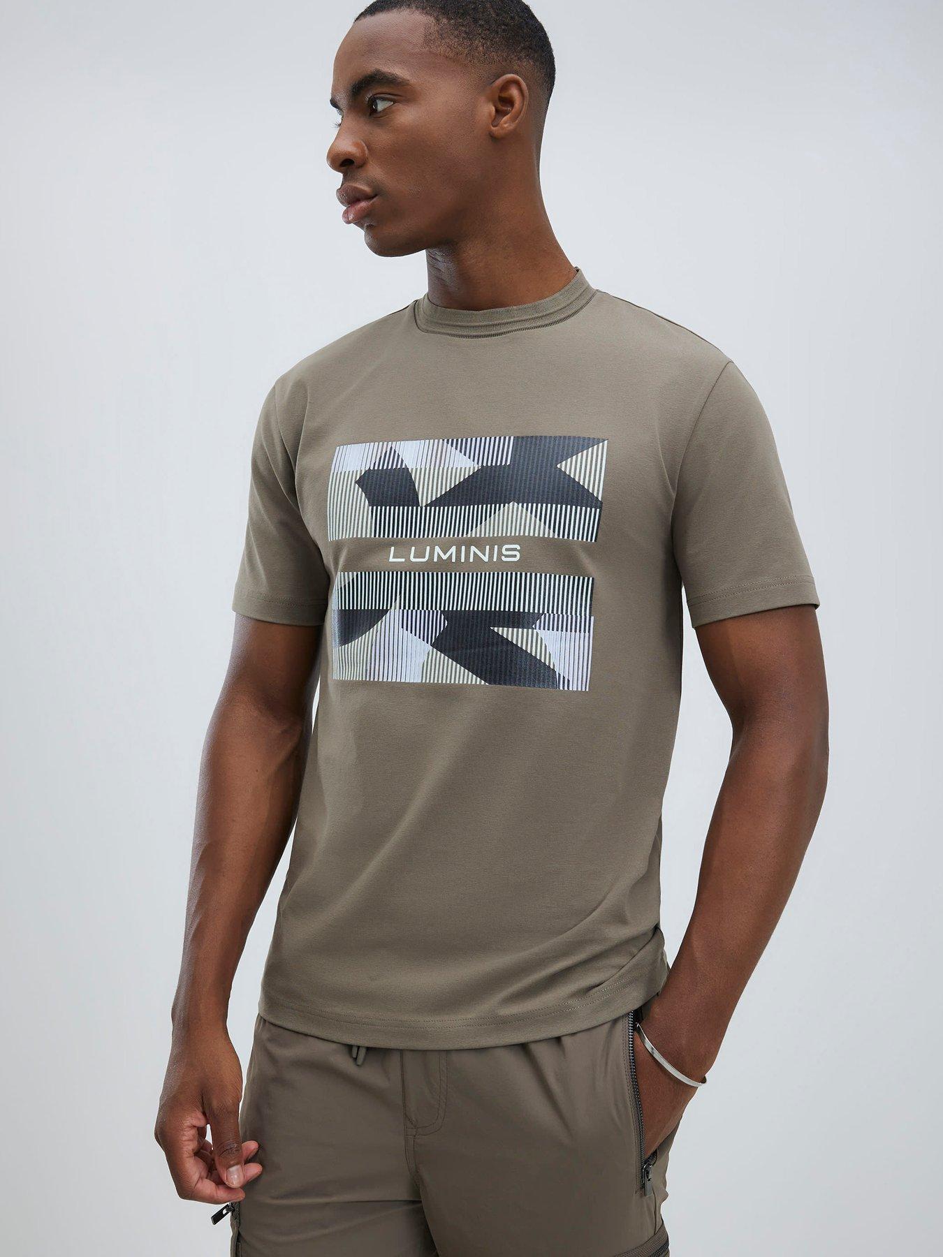 River Island Slim Fit Geometric Luminis T-shirt - Brown