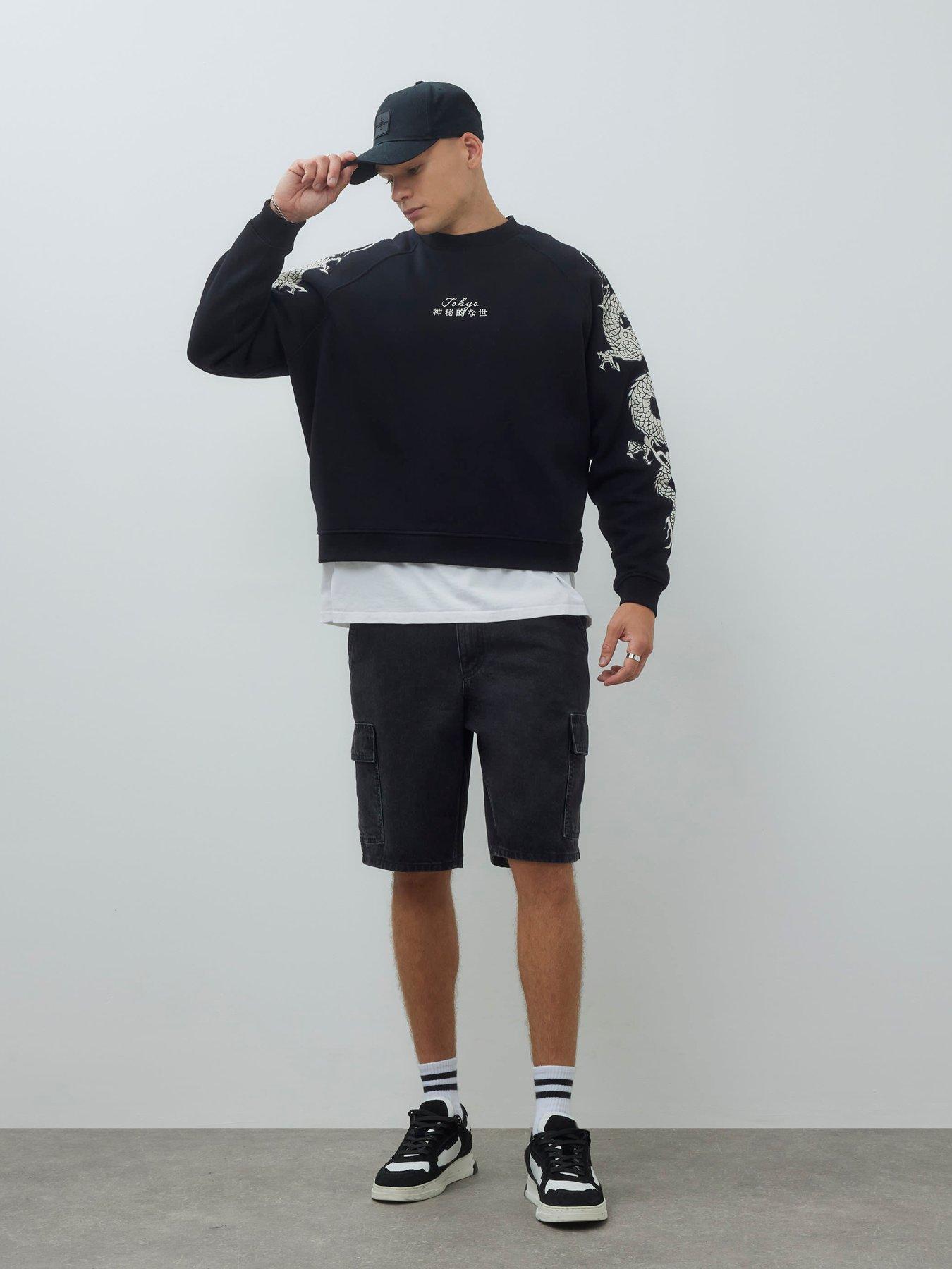 River Island Japanese Dragon Long Sleeve Sweatshirt - Black