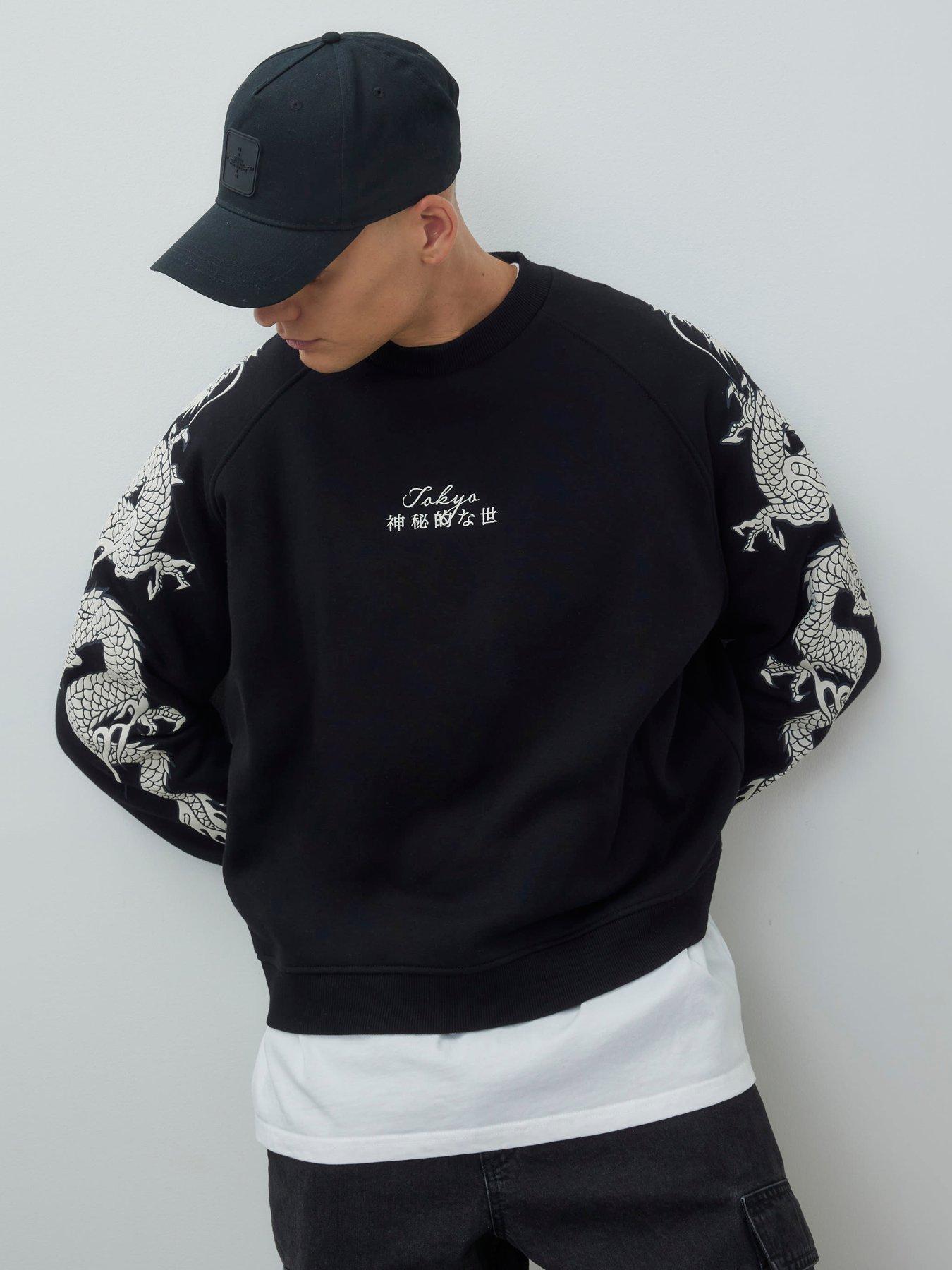 Spiral Oriental Dragon Longsleeve - Maglia Uomo Maniche Lunghe Con Drago Cremisi - Nero Regular Fit - 2