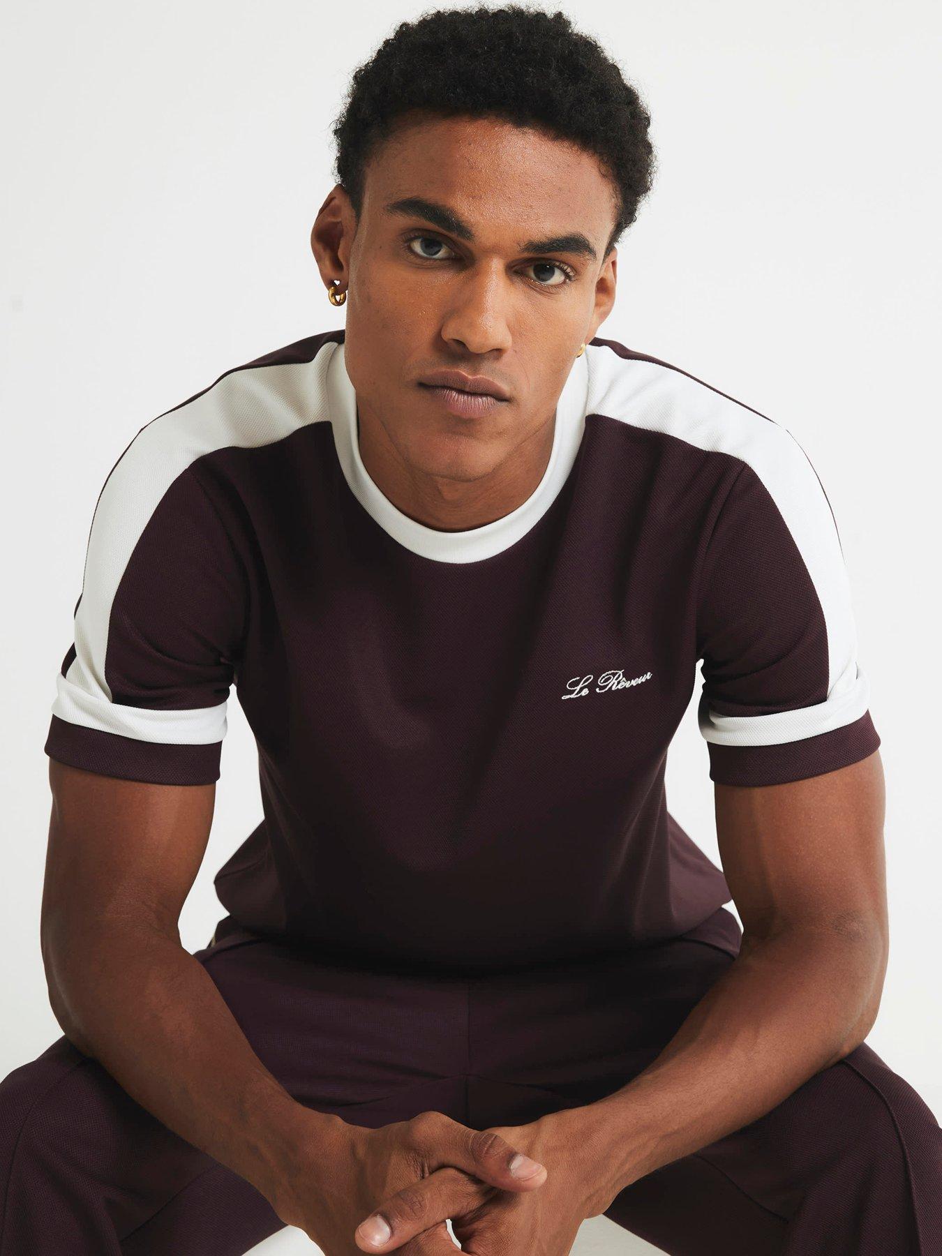 River Island Slim Fit Colour Block T-shirt - Red