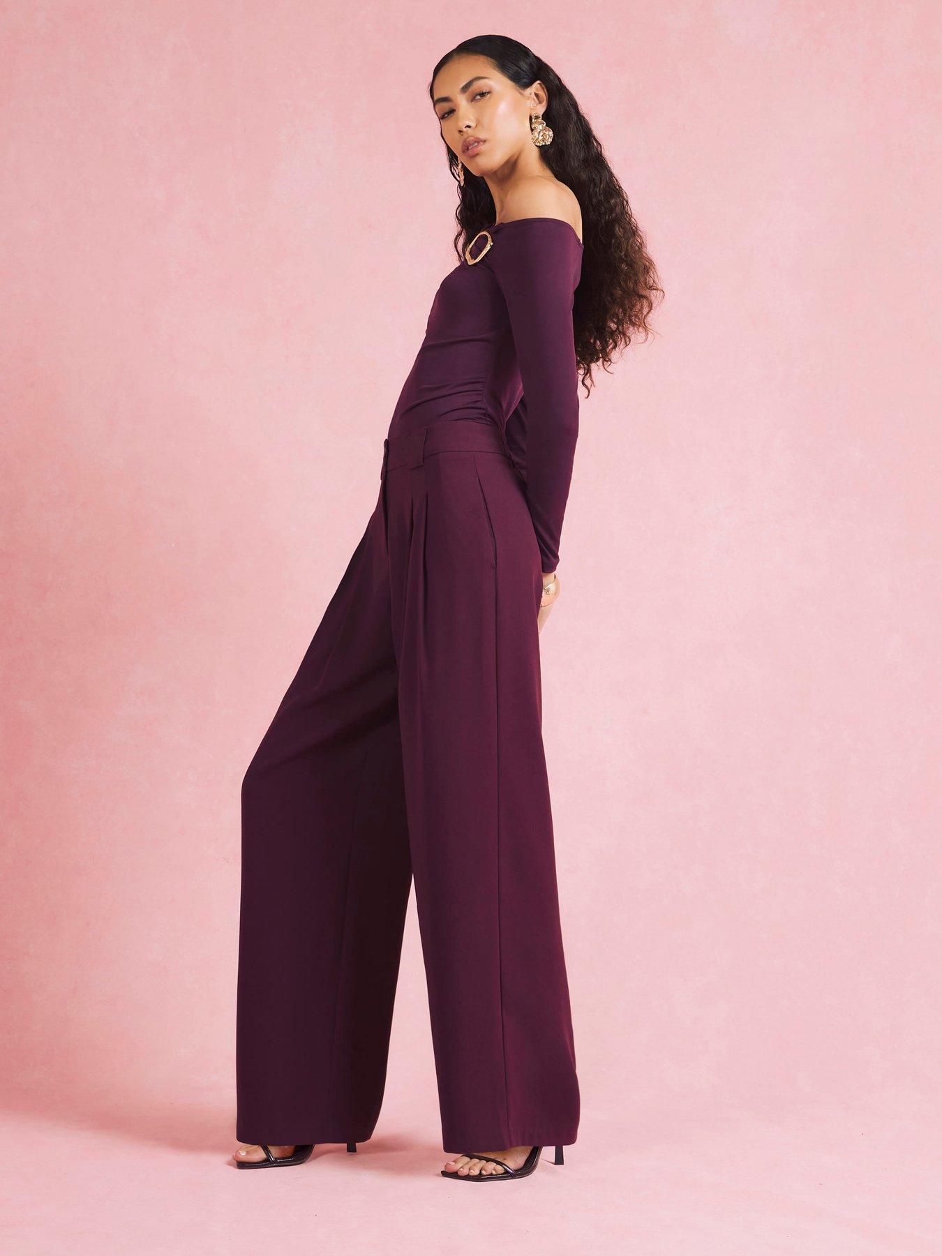 River Island Wide Leg Tailored Trousers - Purple