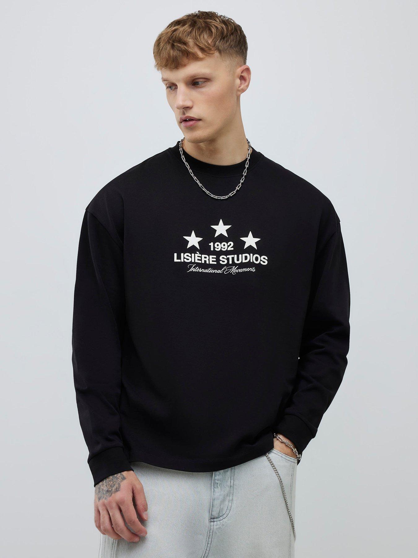 River Island Long Sleeve Lisiere 1992 T-shirt - Black