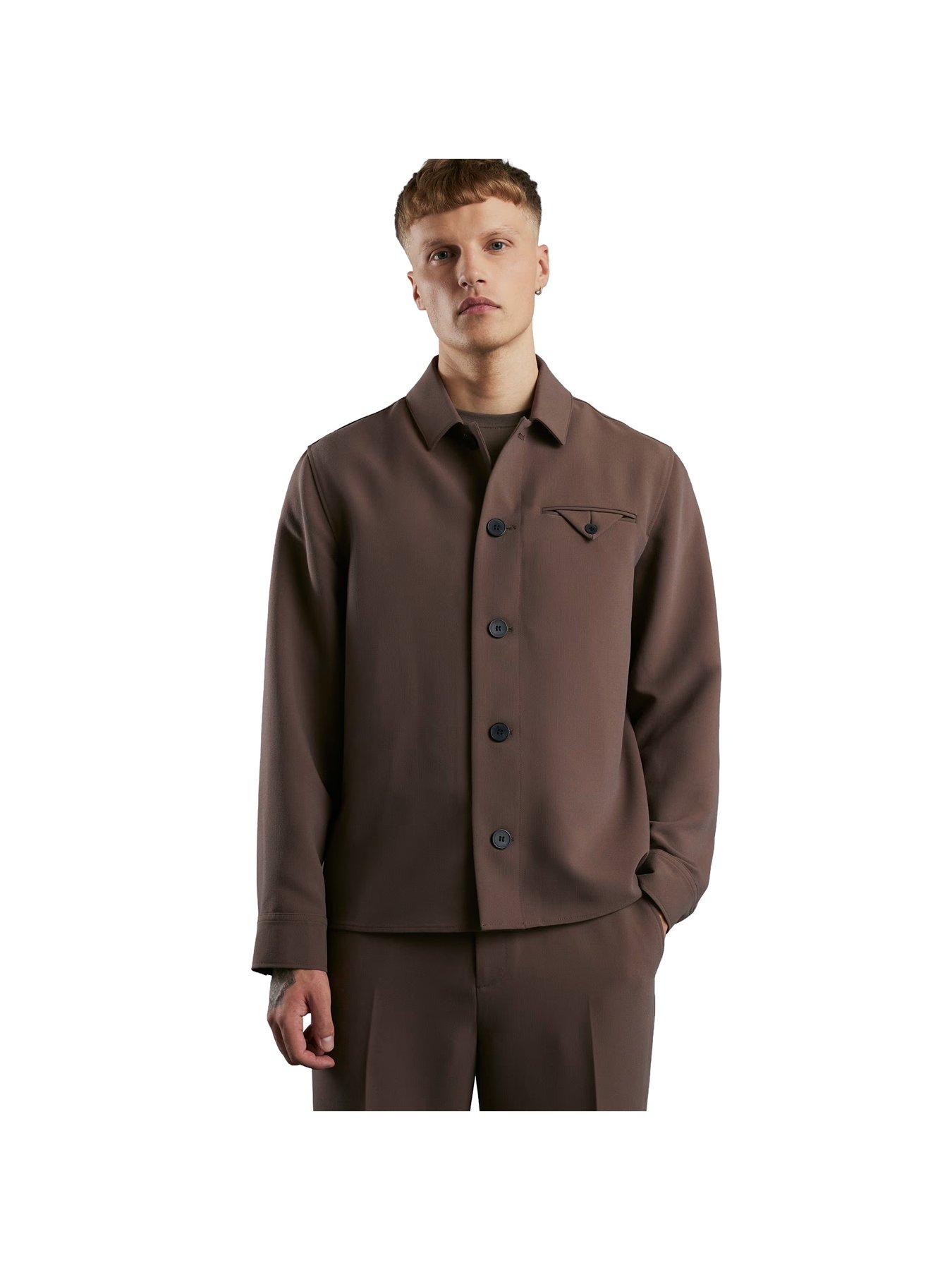 River Island Button Up Pocket Overshirt - Brown