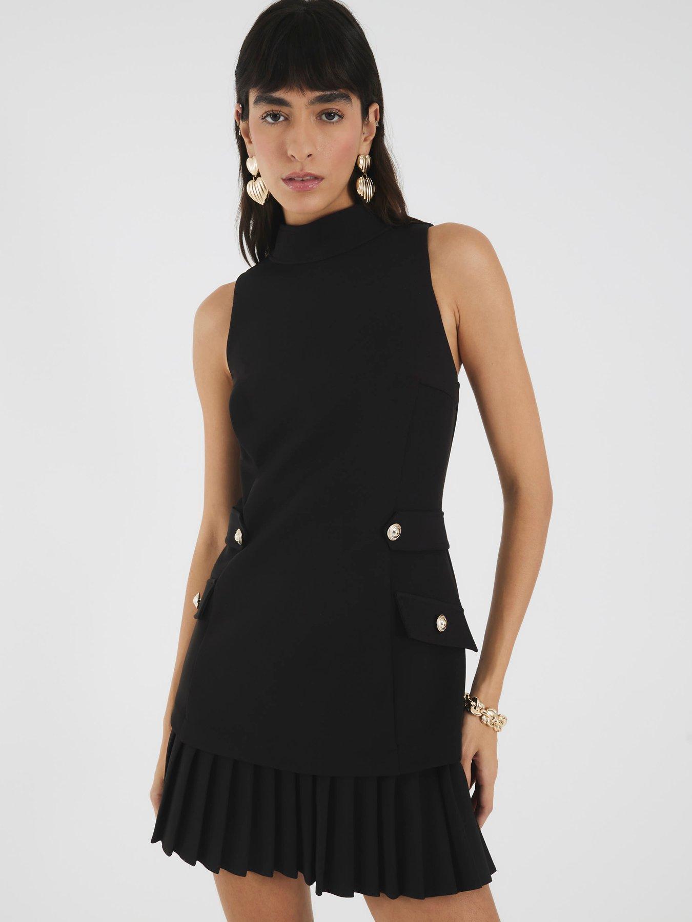 River Island Pleated Hybrid Mini Dress - Black