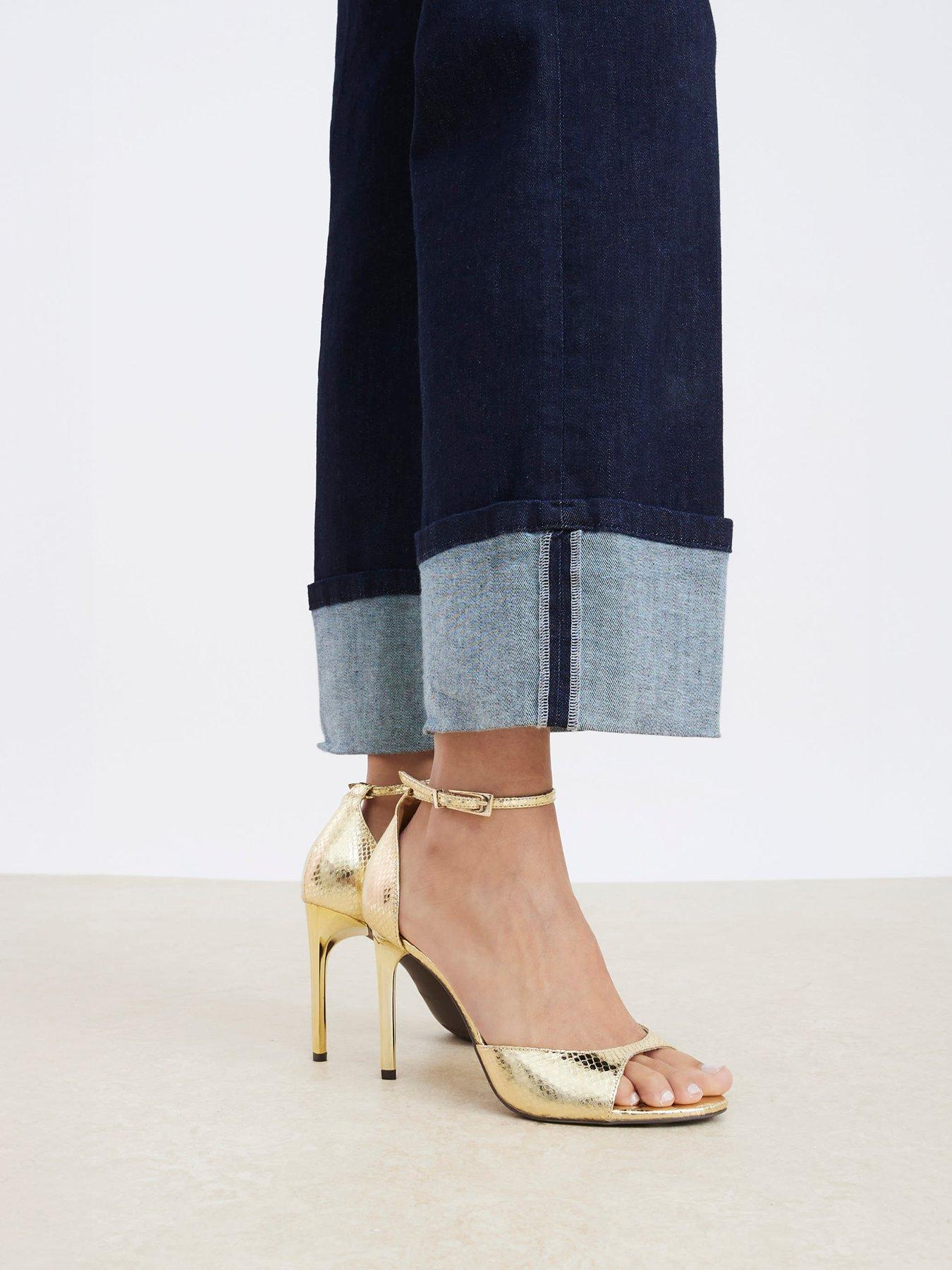River Island Closed Back Open Toe Heels - Gold