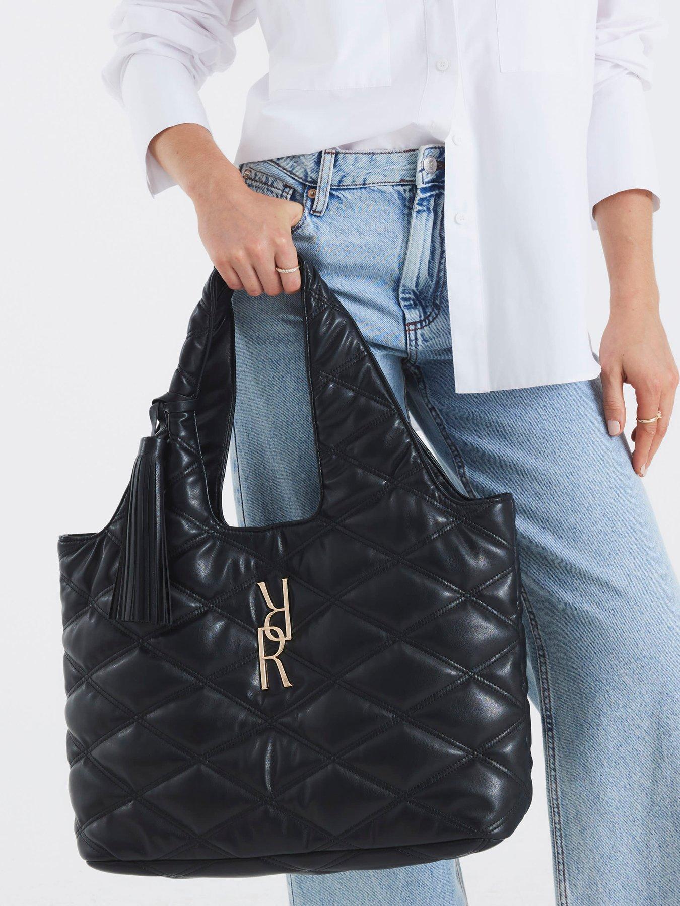 River Island Oversized Quilted Rr Tassel Slouch Bag - Black | Very