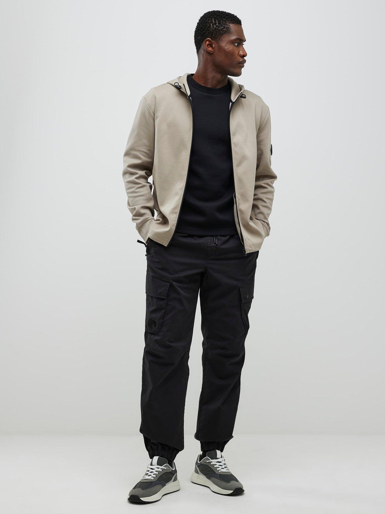 Image 3 of 4 of River Island Slim Fit Zip Through Hoodie - Beige