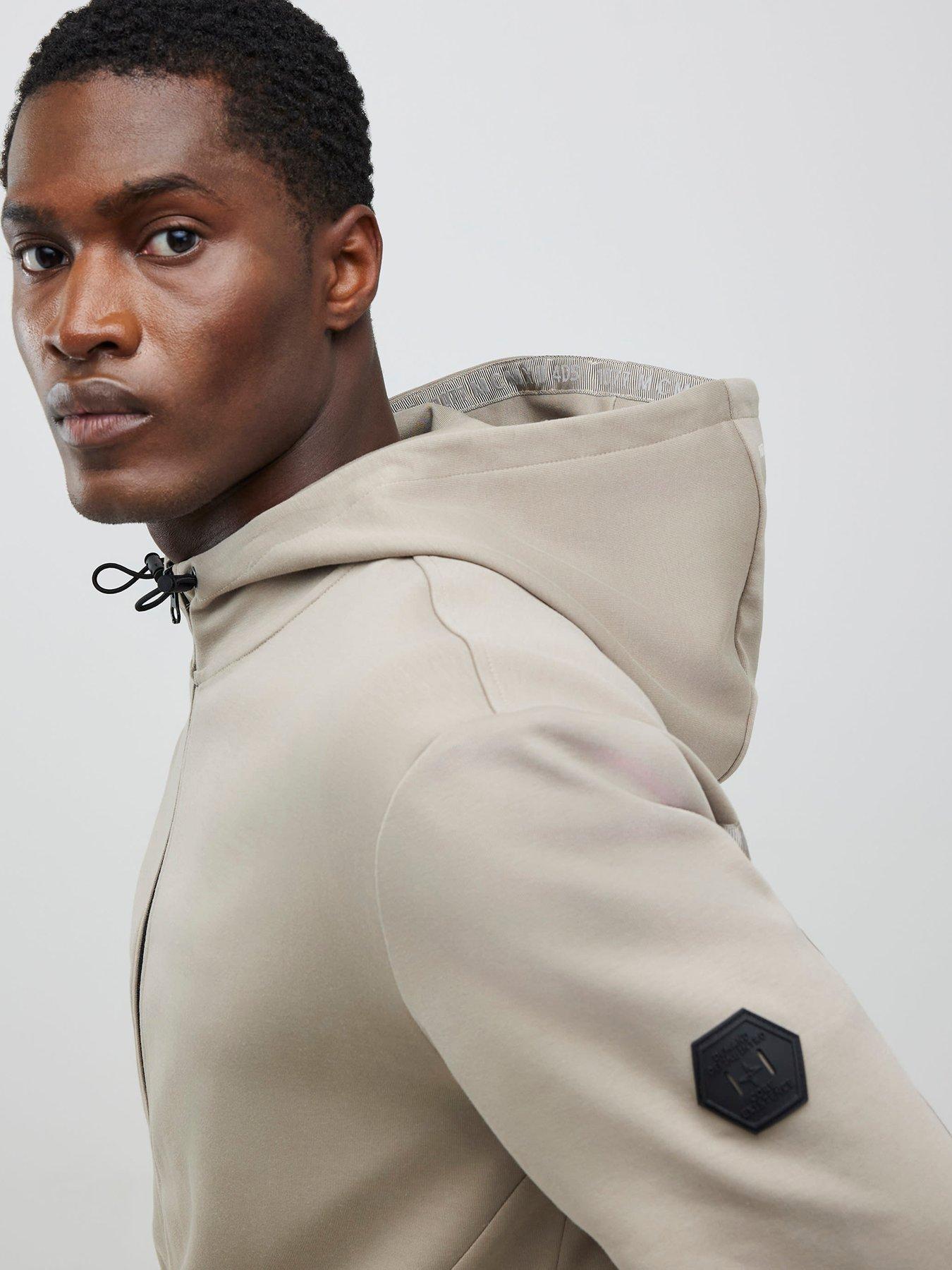 Image 4 of 4 of River Island Slim Fit Zip Through Hoodie - Beige