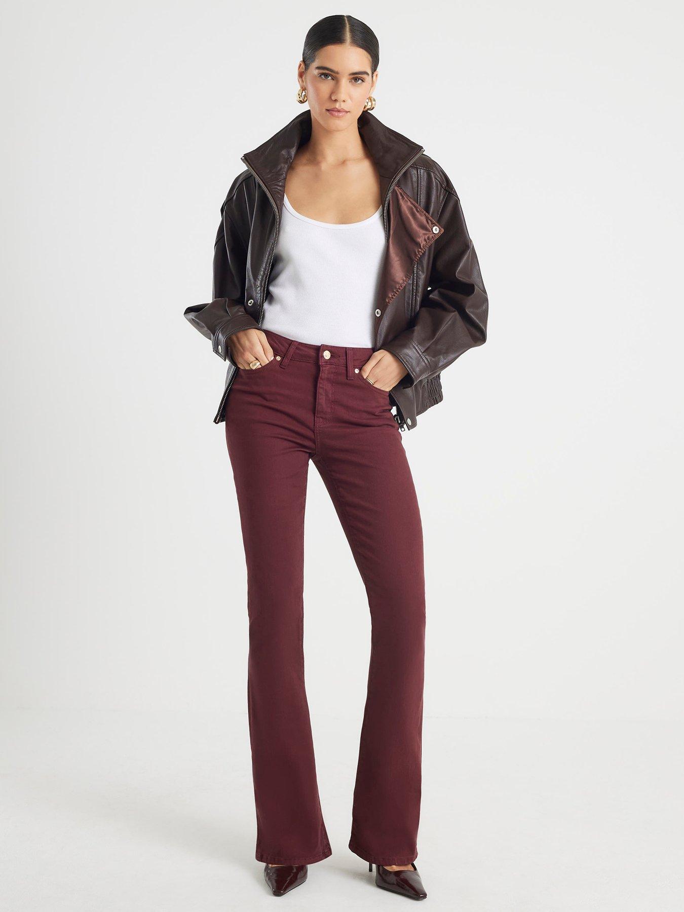 Image 1 of 4 of River Island Mid Rise Bootcut Jeans - Red