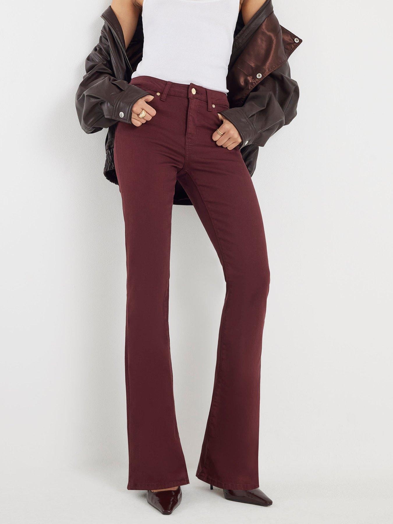 Image 4 of 4 of River Island Mid Rise Bootcut Jeans - Red