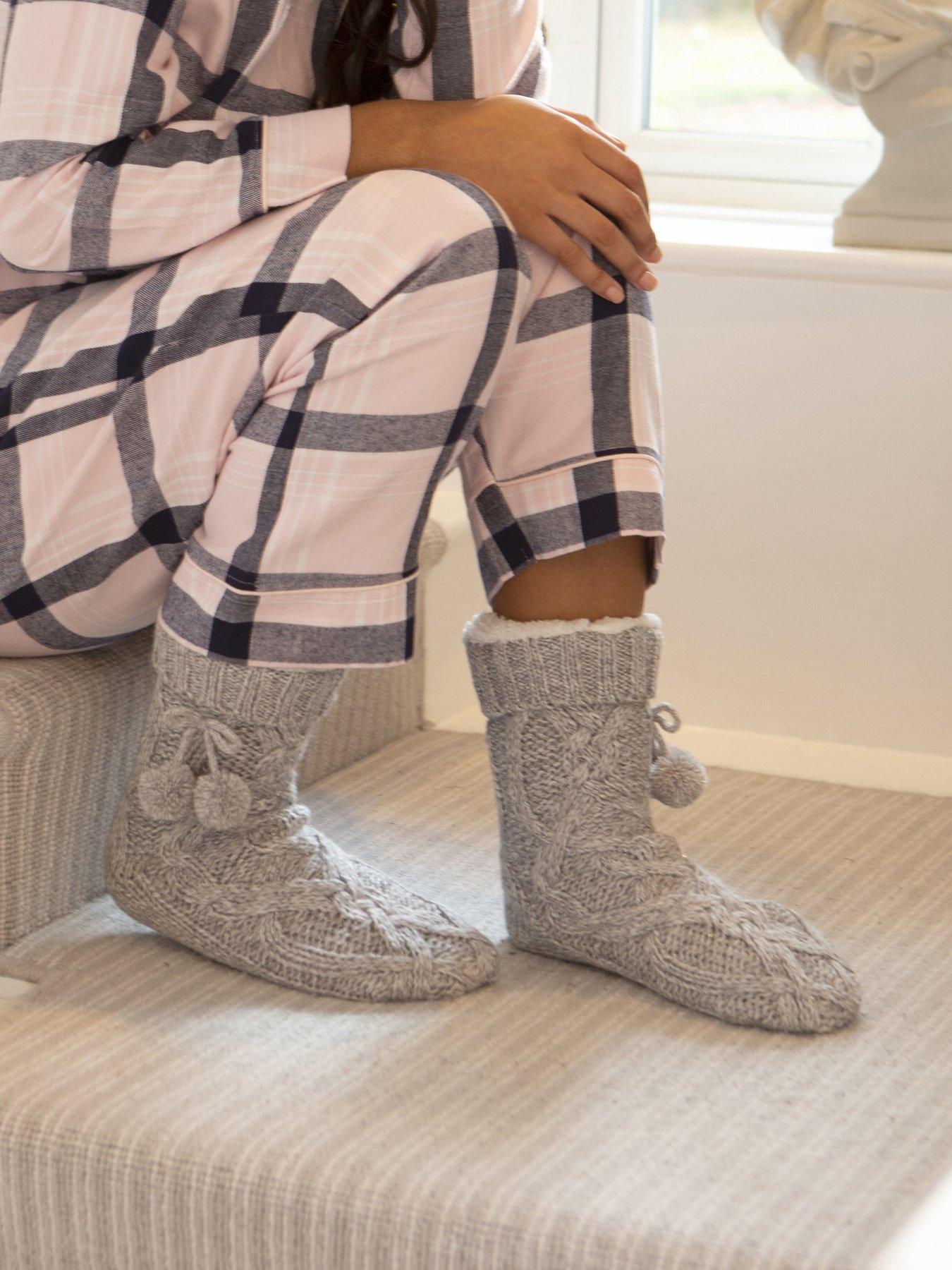 Pour Moi Cosy Cable Knit Lined Slipper Sock