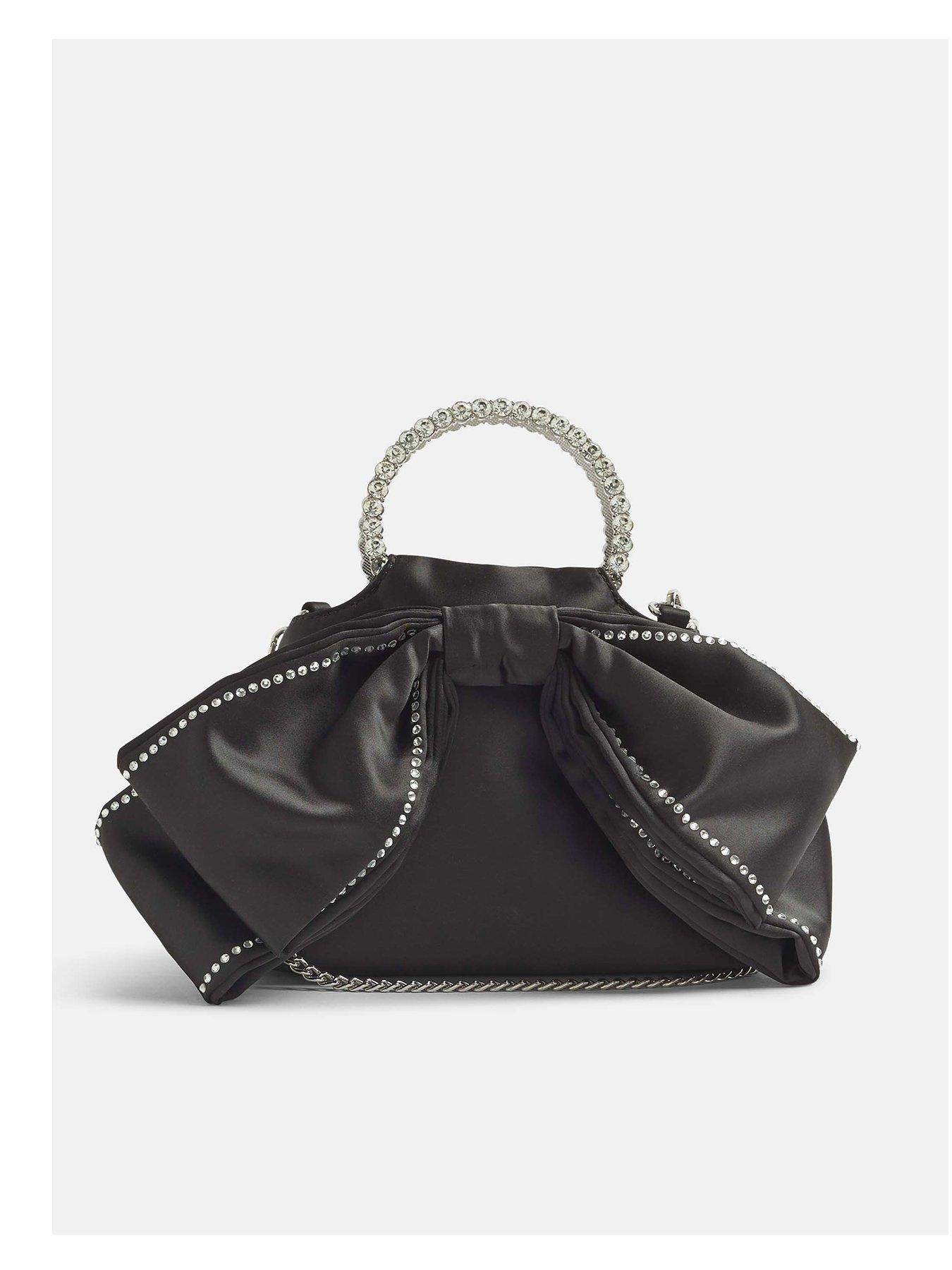 River Island Diamante Bow Clutch Bag - Black