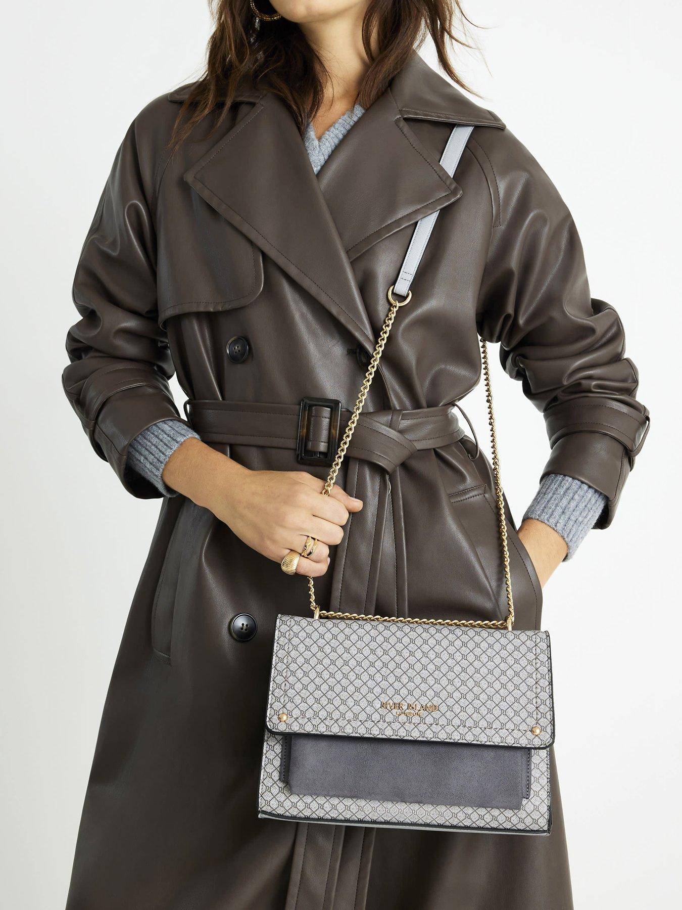 River Island Monogram Pocket Front Shoulder Bag - Grey