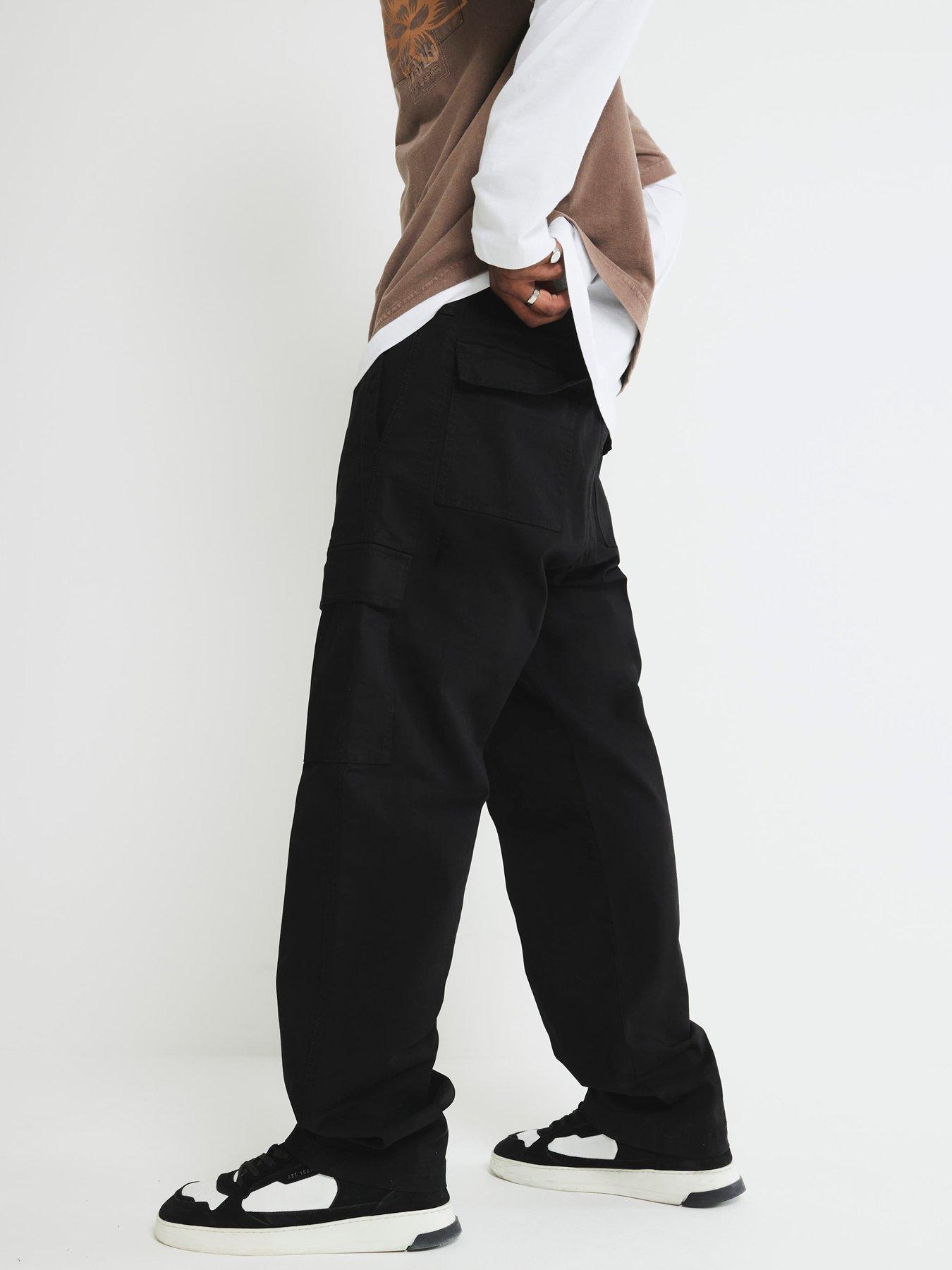 River Island Loose Fit Cargo Trousers - Black