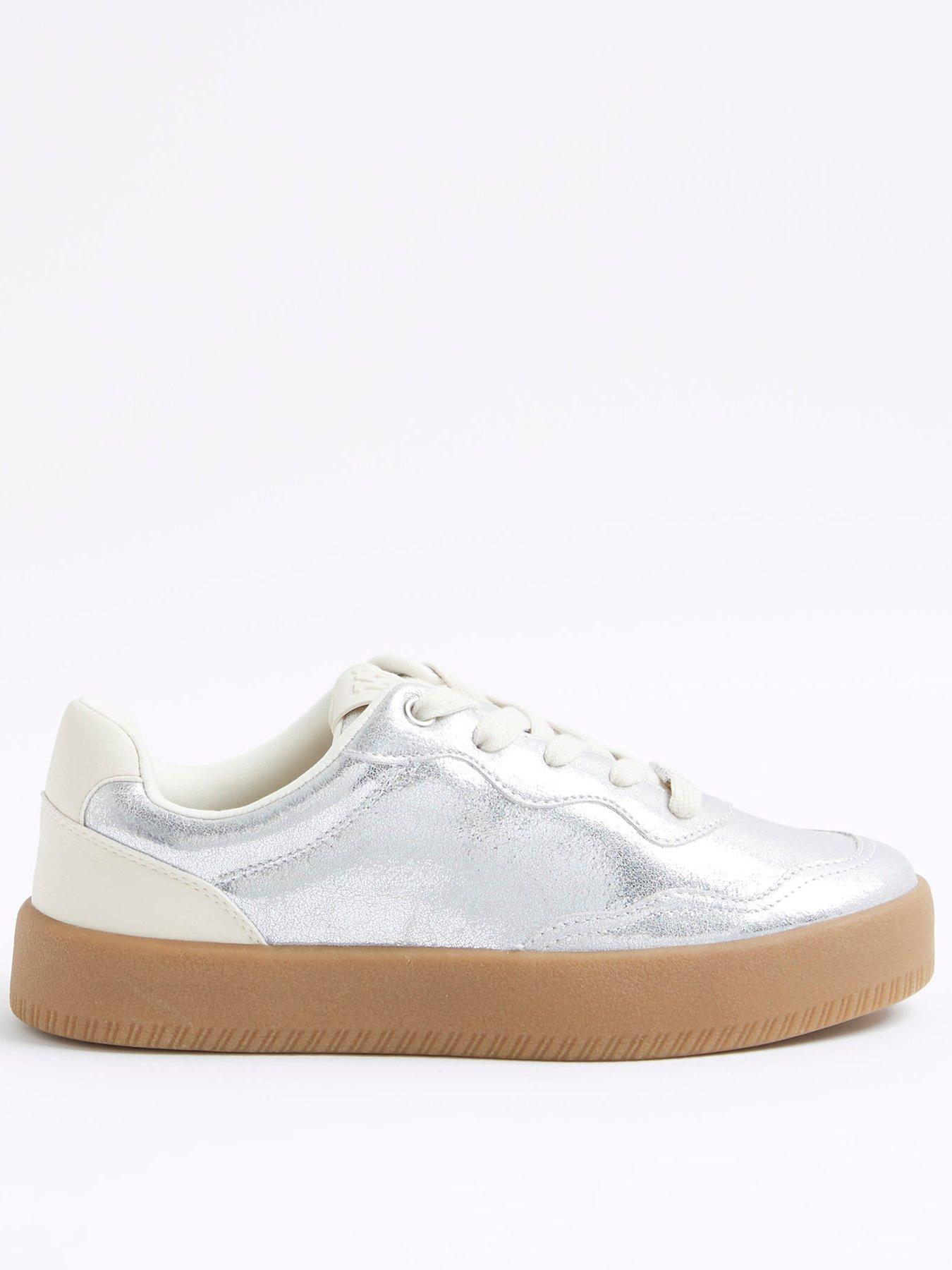 River Island Lace Up Trainers - Silver