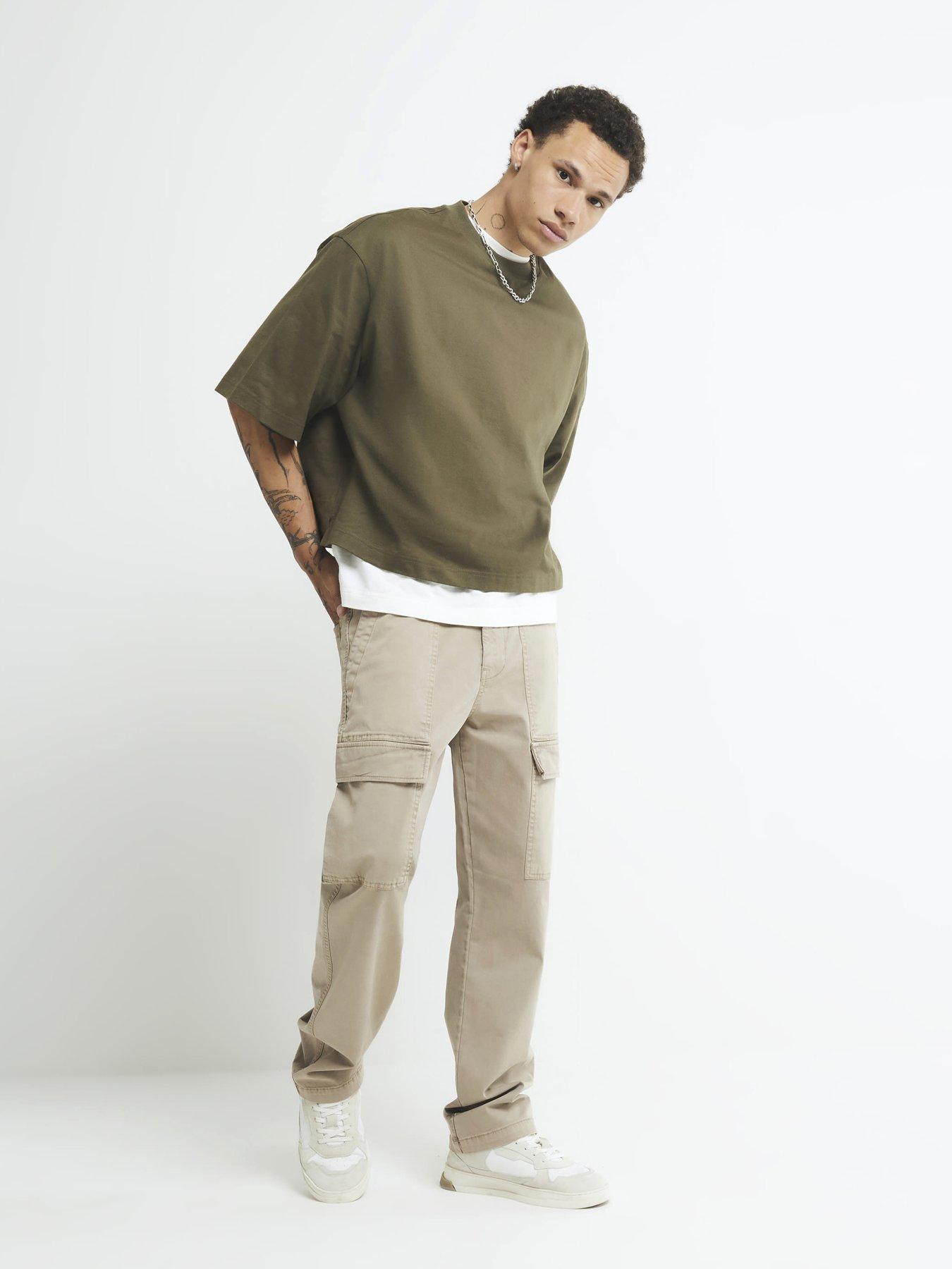 River Island Beige Loose Fit Cargo Trousers - Natural