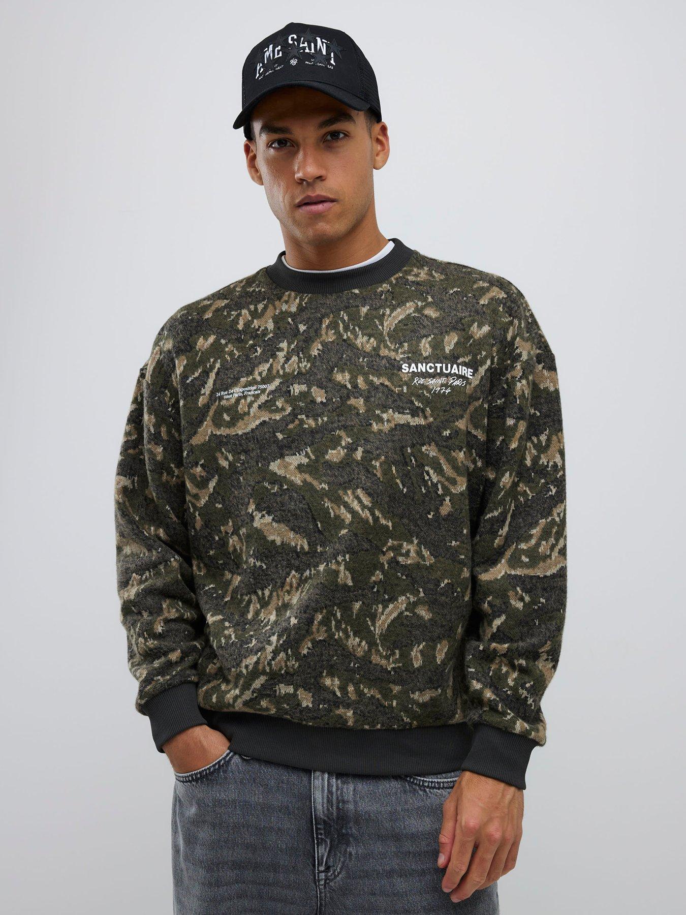 River Island Sanctuaire Camouflage Sweatshirt - Green
