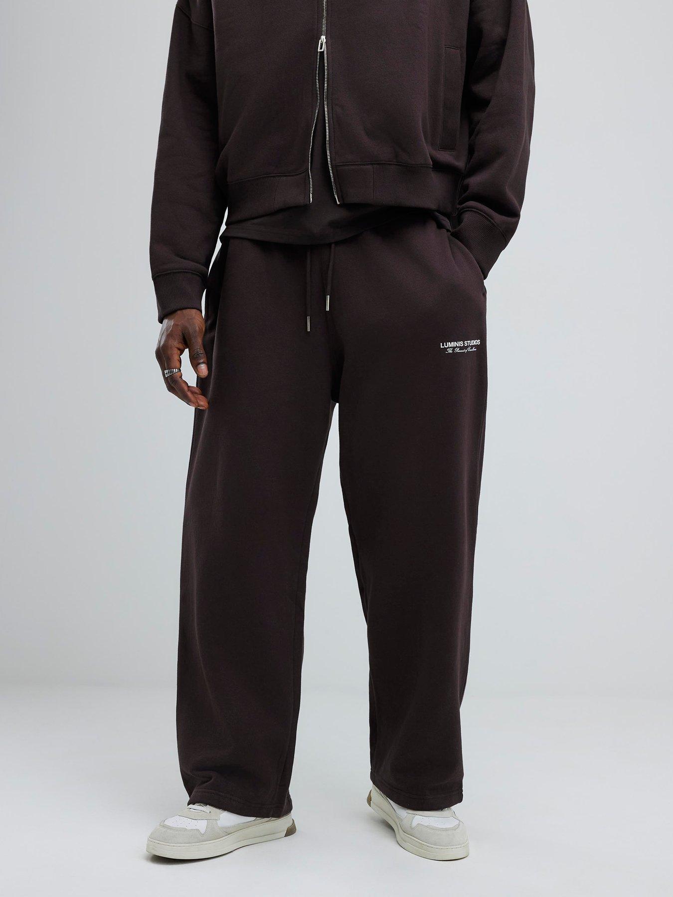 River Island Wide Leg Luminis Studios Joggers - Brown