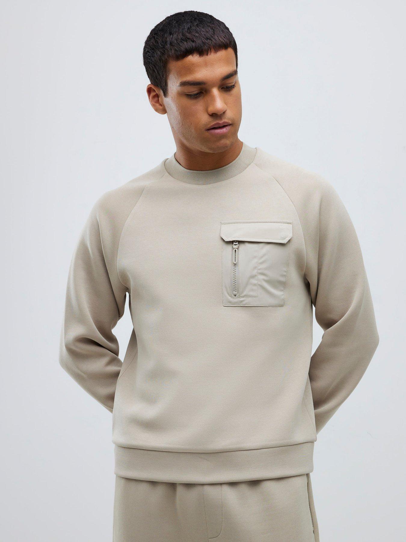 River Island Beige Slim Fit Nylon Sweatshirt - Natural