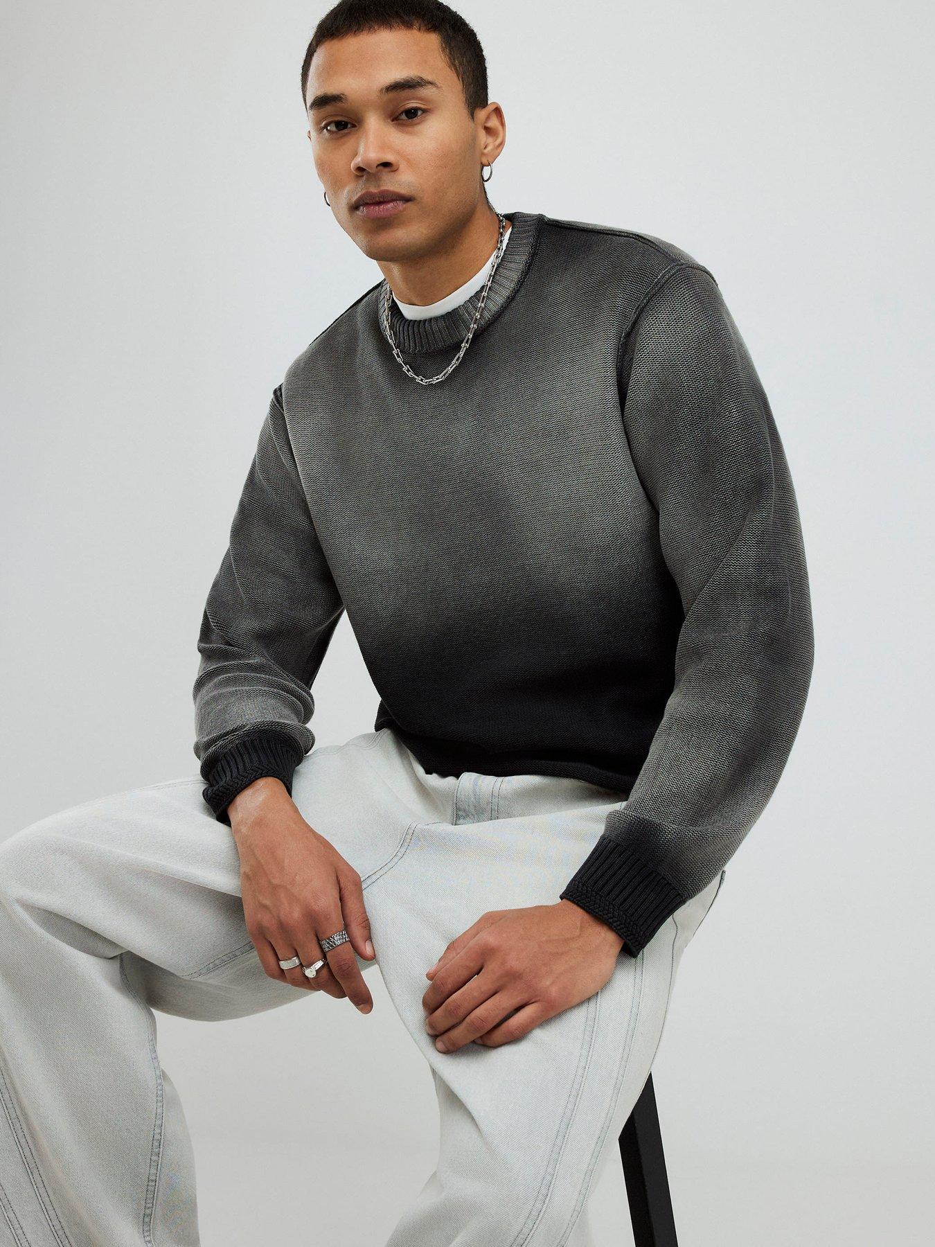 River Island Relaxed Fit Garment Dye Jumper - Black