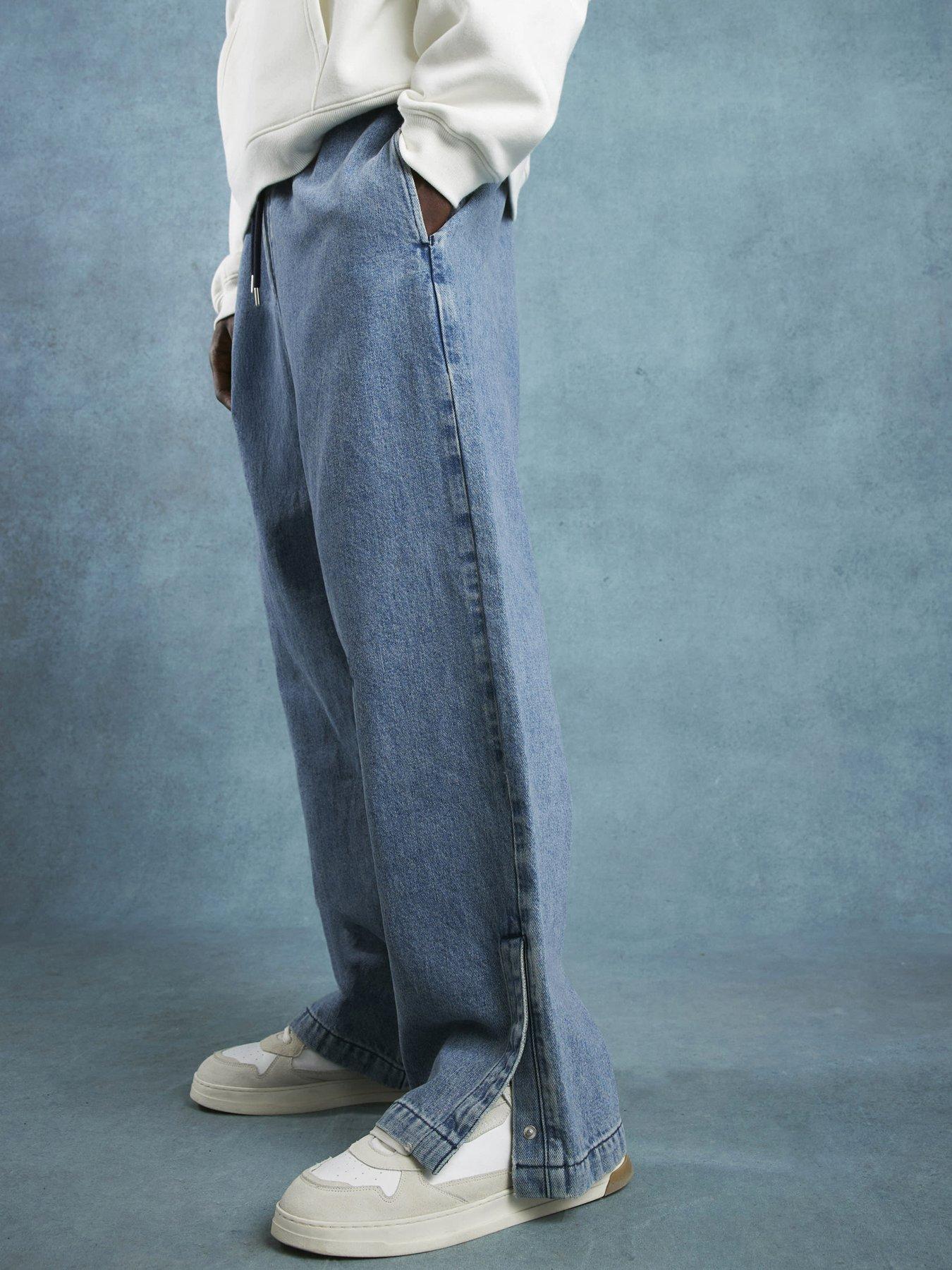 River Island Baggy Fit Denim Joggers - Blue