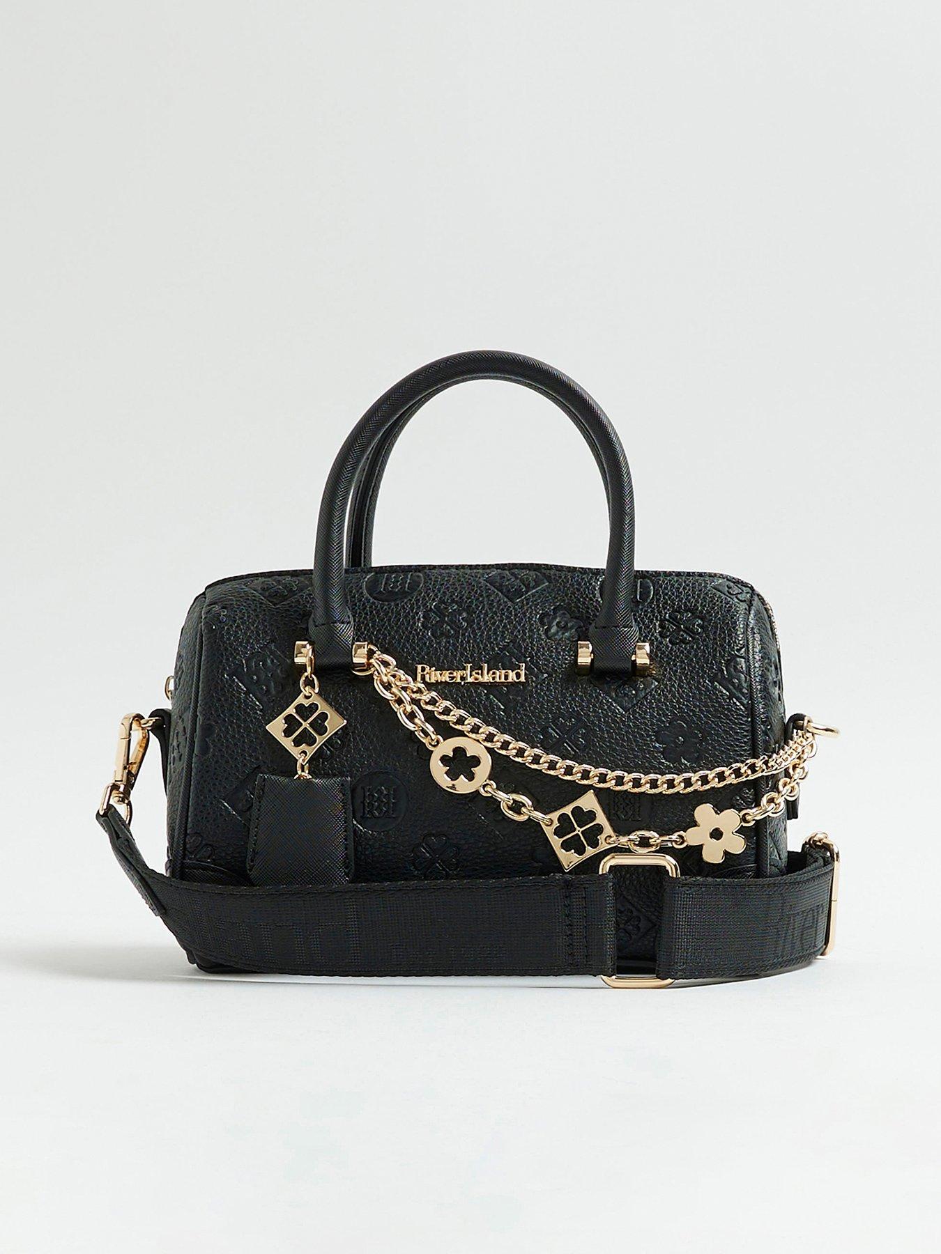 River Island Monogram Chain Detail Bowler Bag - Black