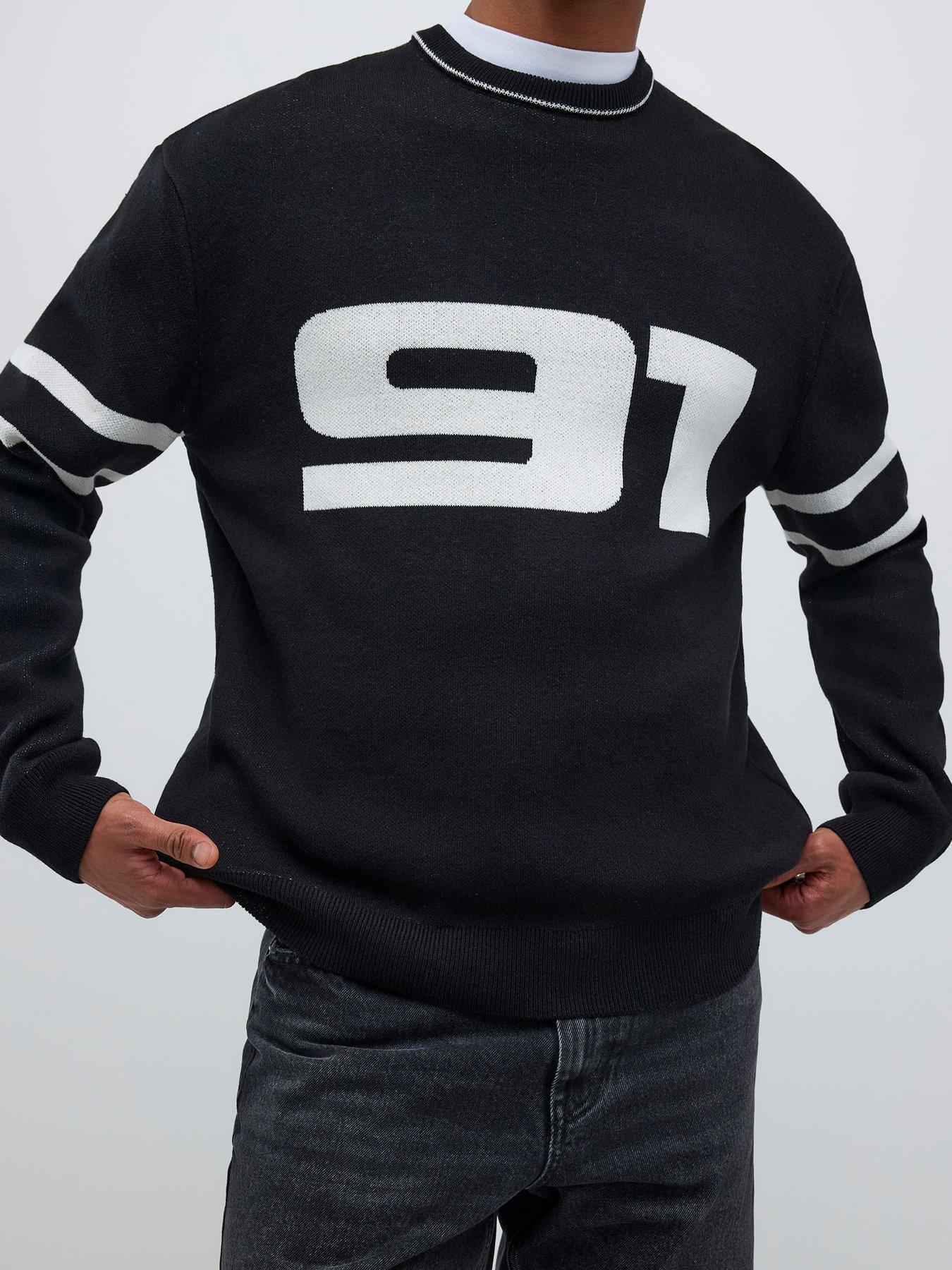 River Island Regular Fit 91 Sports Sweatshirt - Black