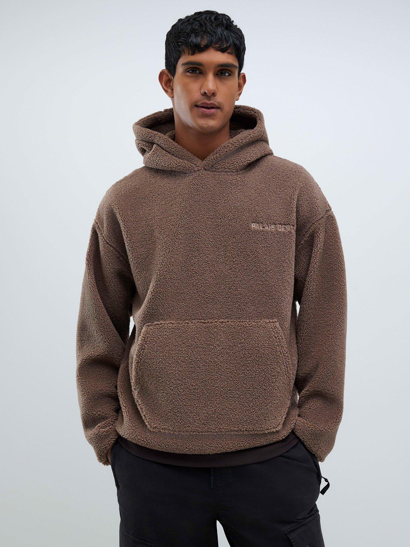 River Island Oversized Fit Palais Dept Borg Hoodie - Brown