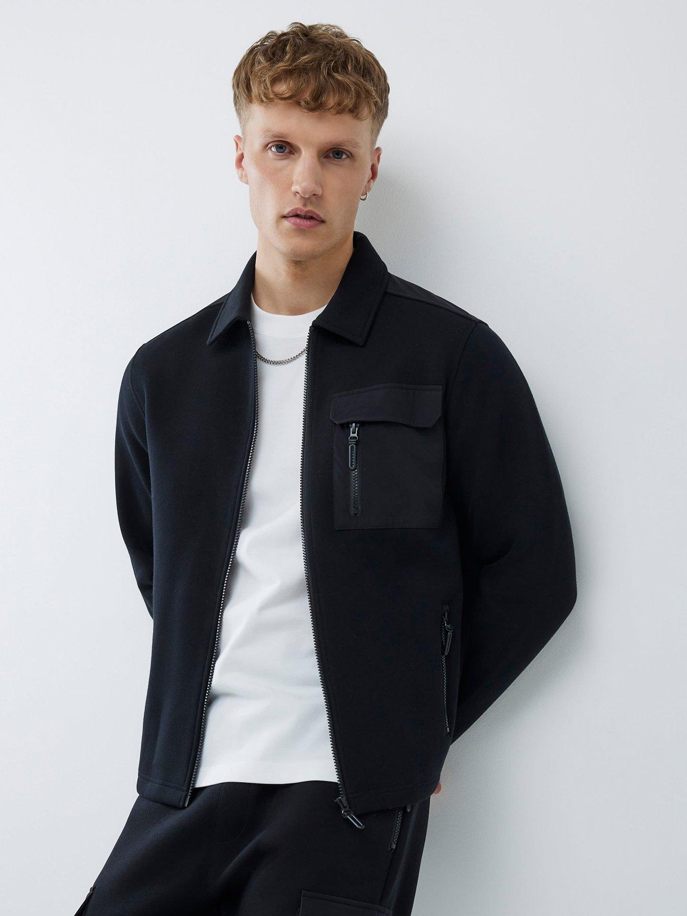 River Island Slim Fit Nylon Hybrid Shacket - Black