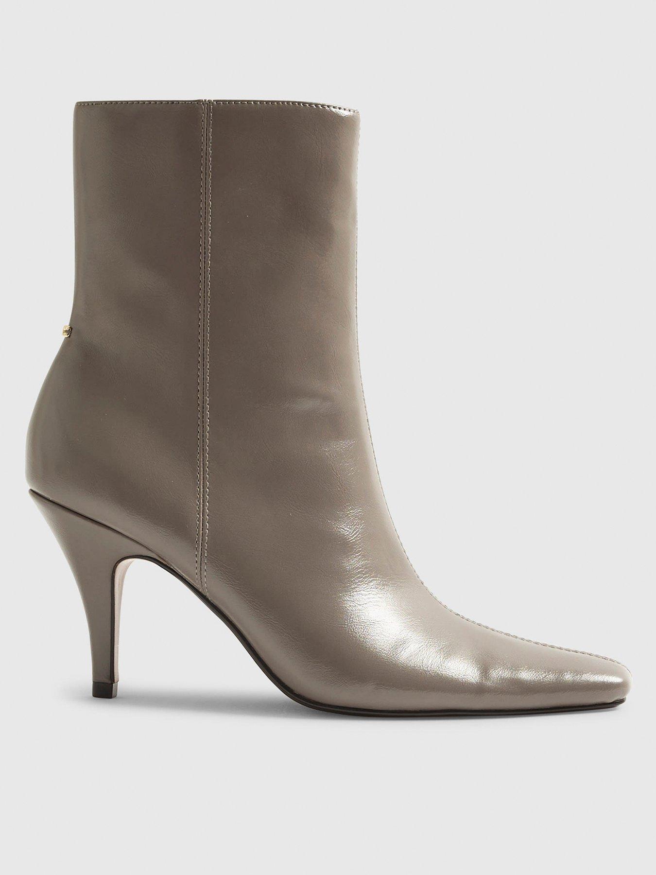 River Island Chisel Toe Heeled Ankle Boots - Grey